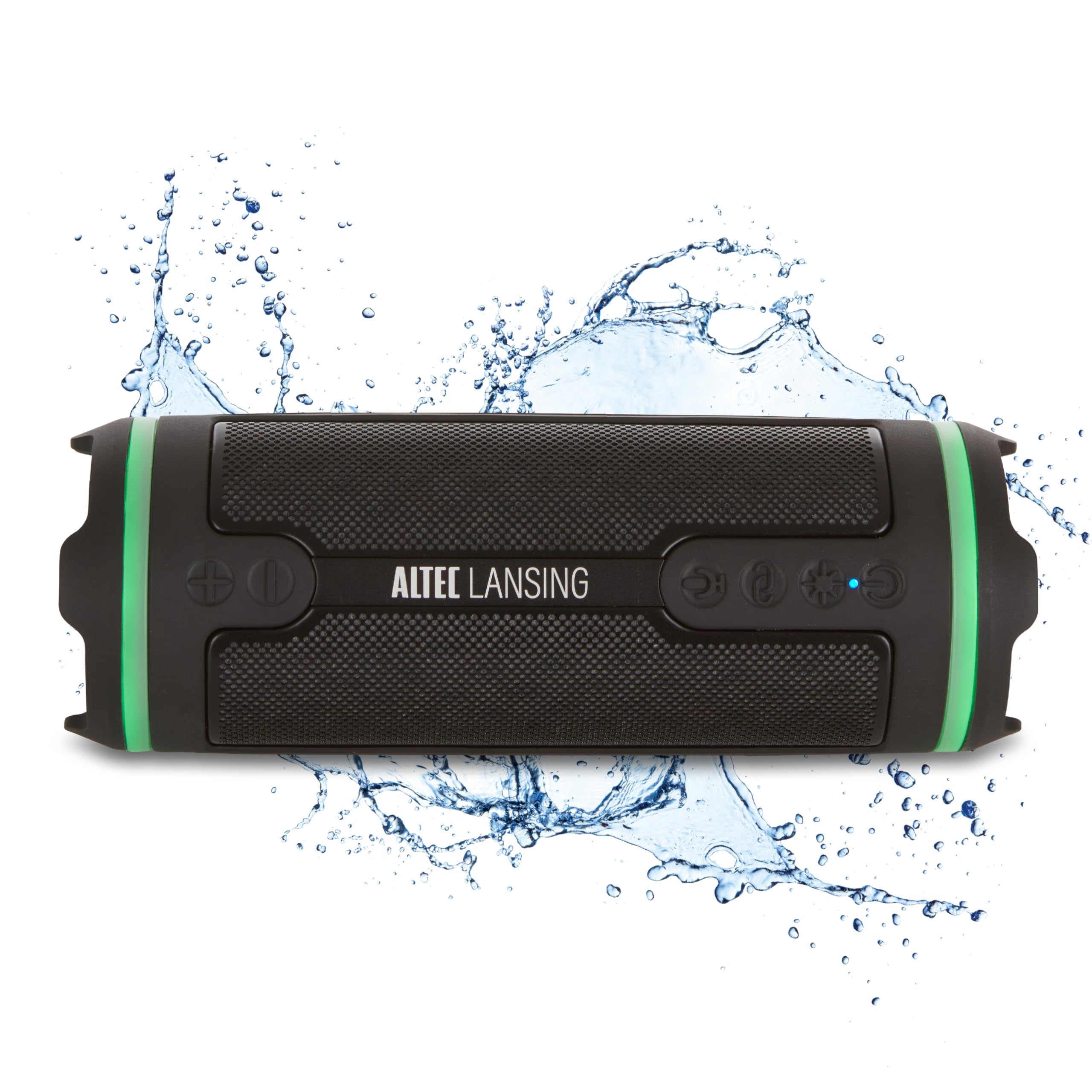 Altec Lansing Hydramotion 2.0 Wireless Bluetooth Speaker, 16H Battery, Rgb Lights, Usb C Quick Charge, Ip67 Rated Waterproof Blu