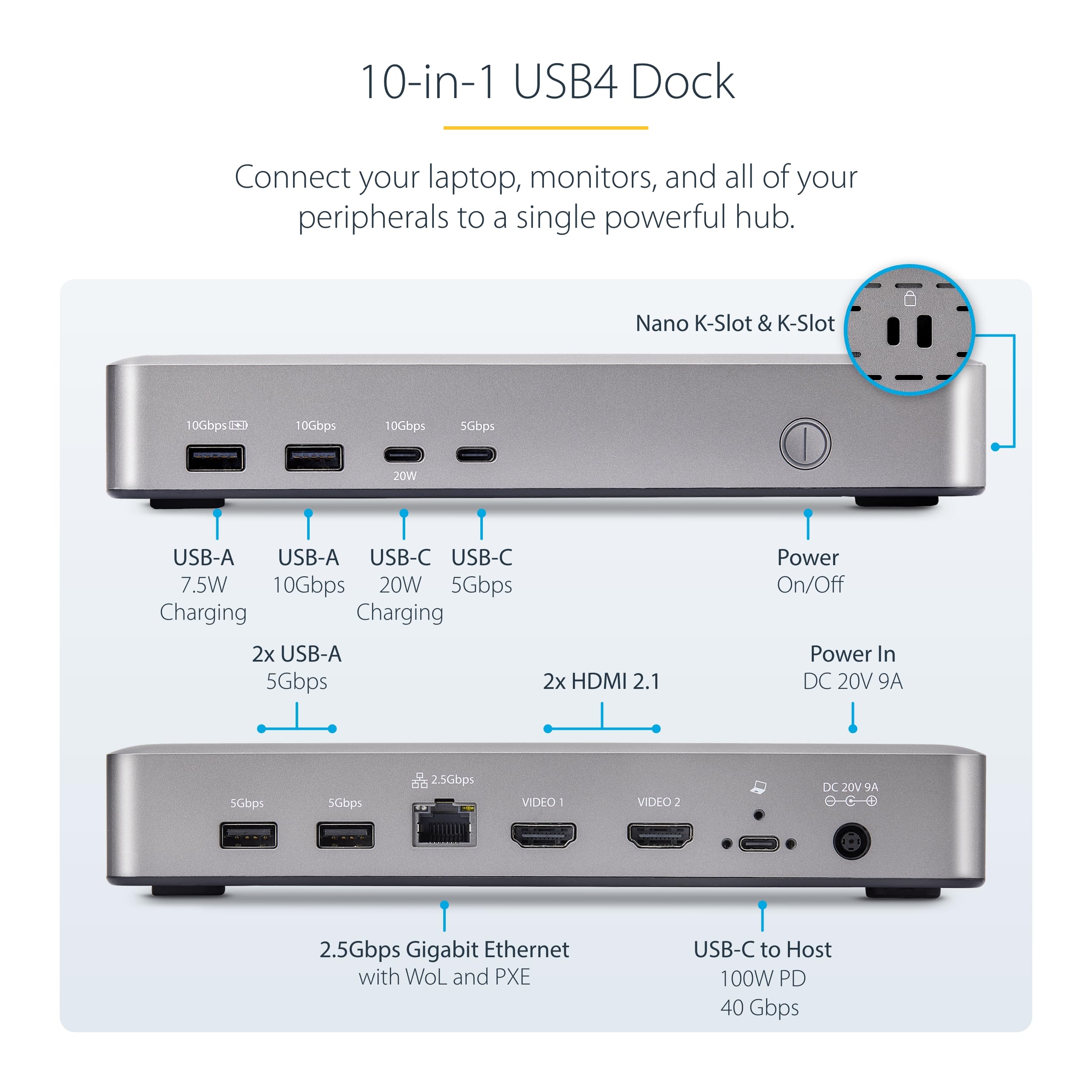 Startech.Com USB-C Docking Station (10 In 1, USB4) - Thumbnail 2