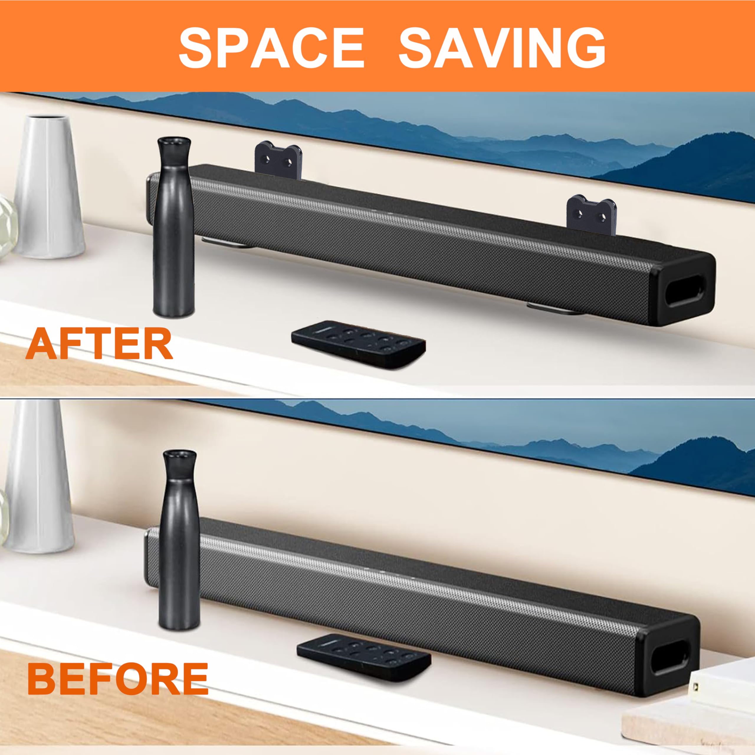 Suixing Sound Bar Mounts Universal Soundbar Wall Mount Bracket Kit For Most Of Soundbars Wall Mount Shelf Mounting Brackets(3.54