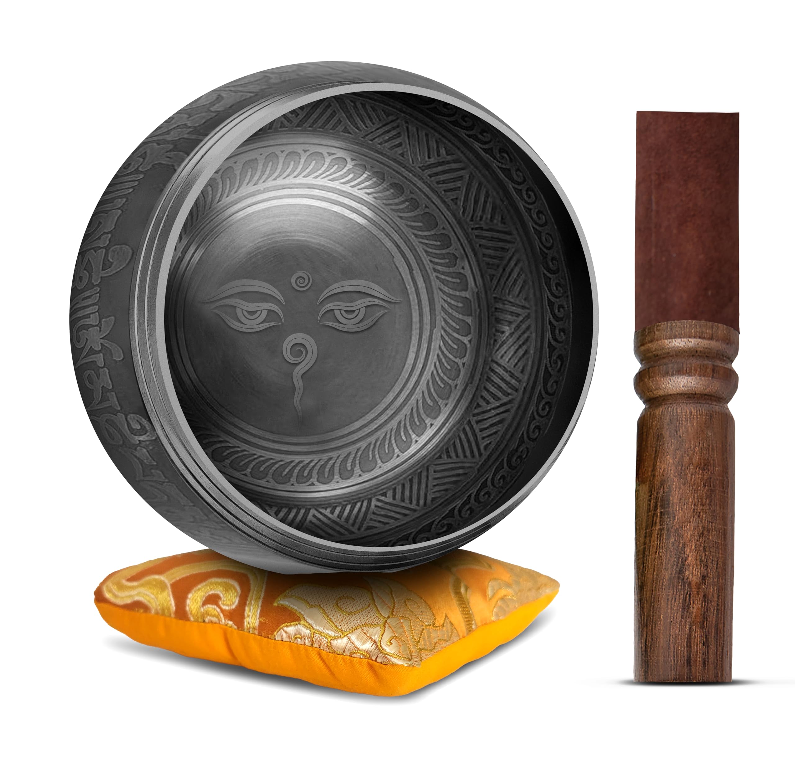 Tibetan Singing Bowl Set - 4 Easy To Play Authentic Handmade For Meditation Sound 7 Chakra Healing By HIMALAYAN BAZAAR (Purple, 