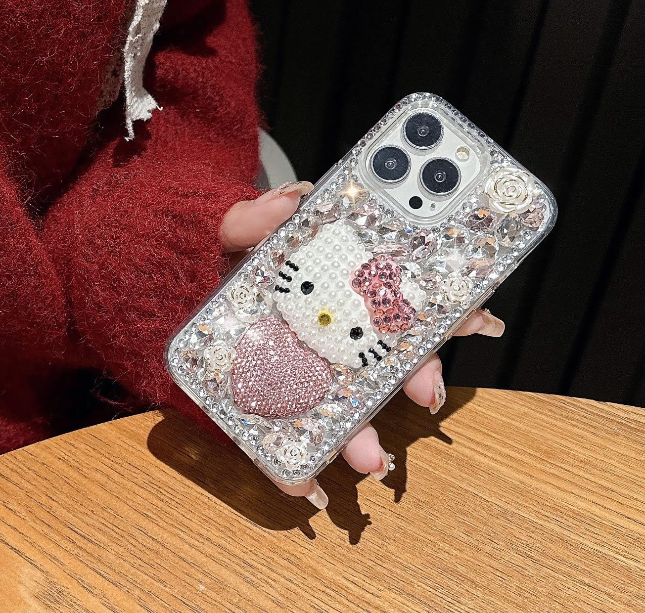 Compatible With Iphone 16 Pro Max Case Bling Diamond Glitter Rhinestone For Girls Women Cute Sparkly Shiny Gem 3D Bowknot Crysta