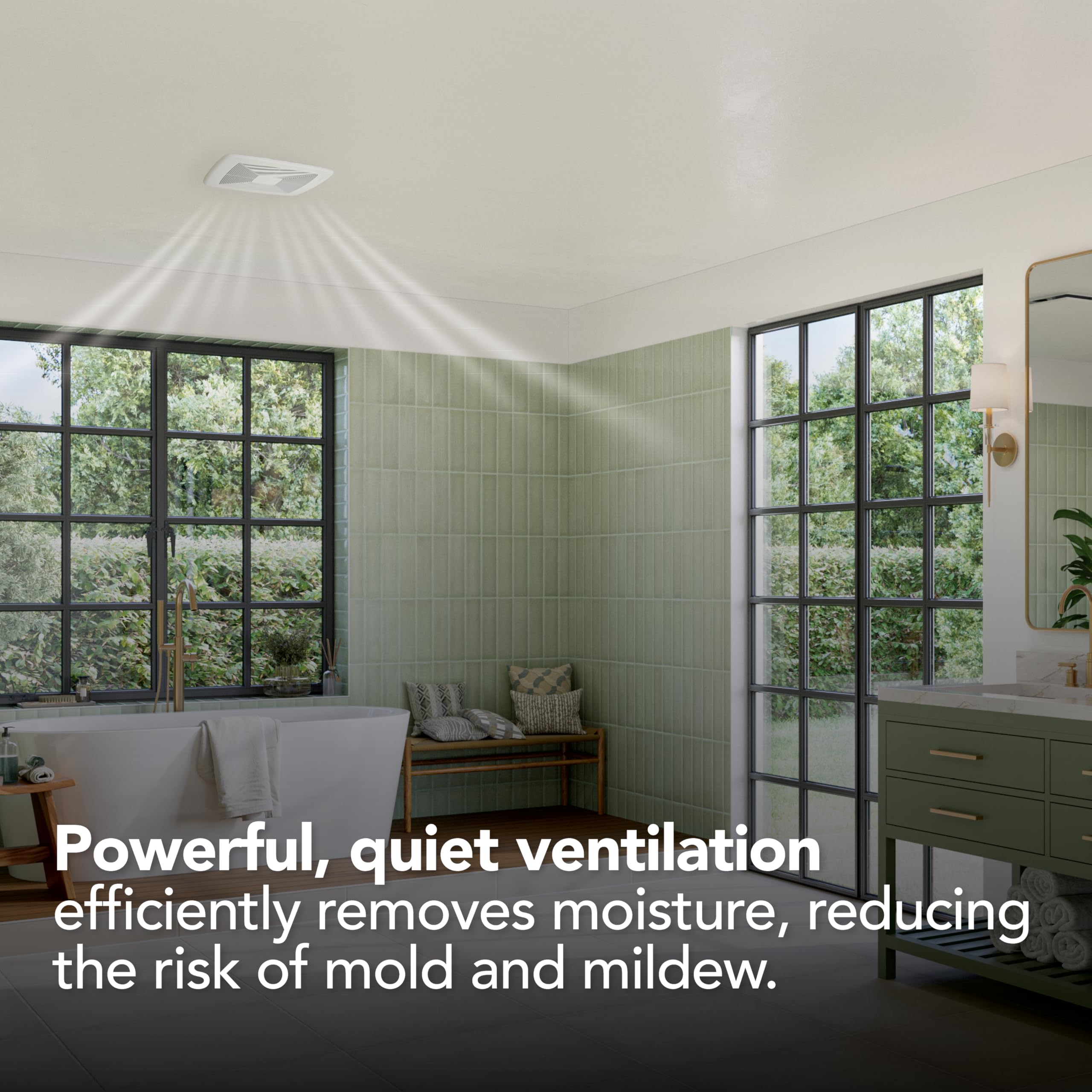 Broan-Nutone Qt Series Very Quiet 110 Cfm Ceiling Bathroom Exhaust Fan With Humidity Sensing, .4 Sones, Energy Star Certified