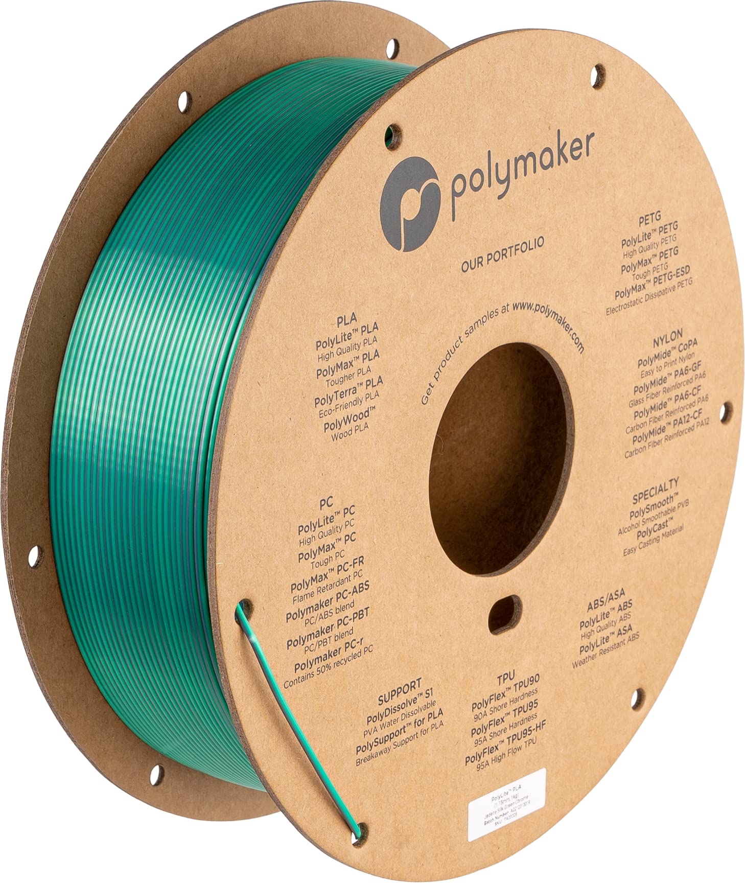Polymaker Dual Color Silk Pla Filament 1.75Mm Silk Jadeite (Green Chrome), Coextrusion Shiny 3D Printer Pla Filament Dichromatic