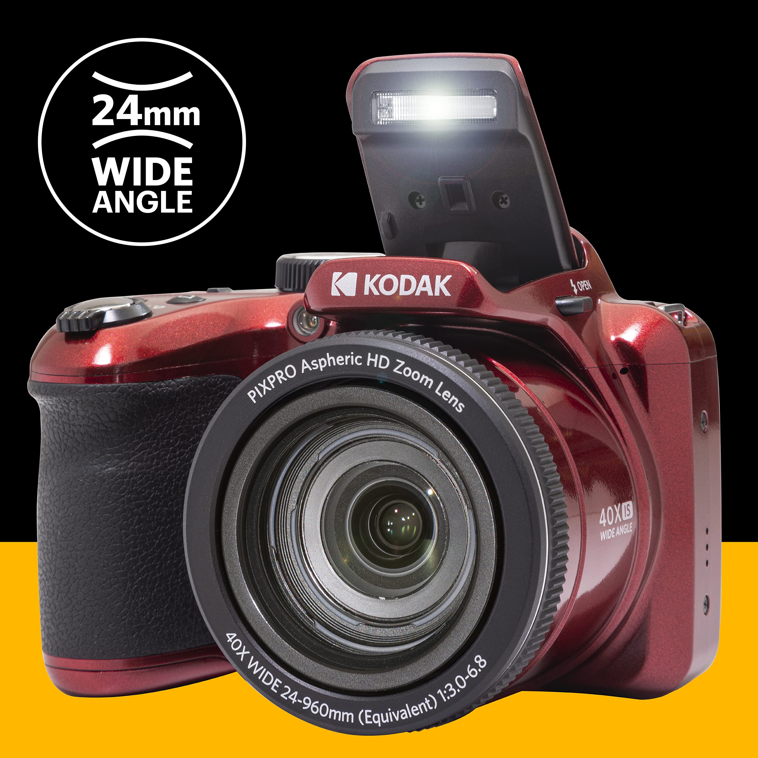 Kodak Pixpro Astro Zoom Az405 Digital Camera Bridge, X40 Zoom, 24 Mm Wide Angle, 20 Megapixels, Lcd 3, Full Hd 1080P Video, Ois,