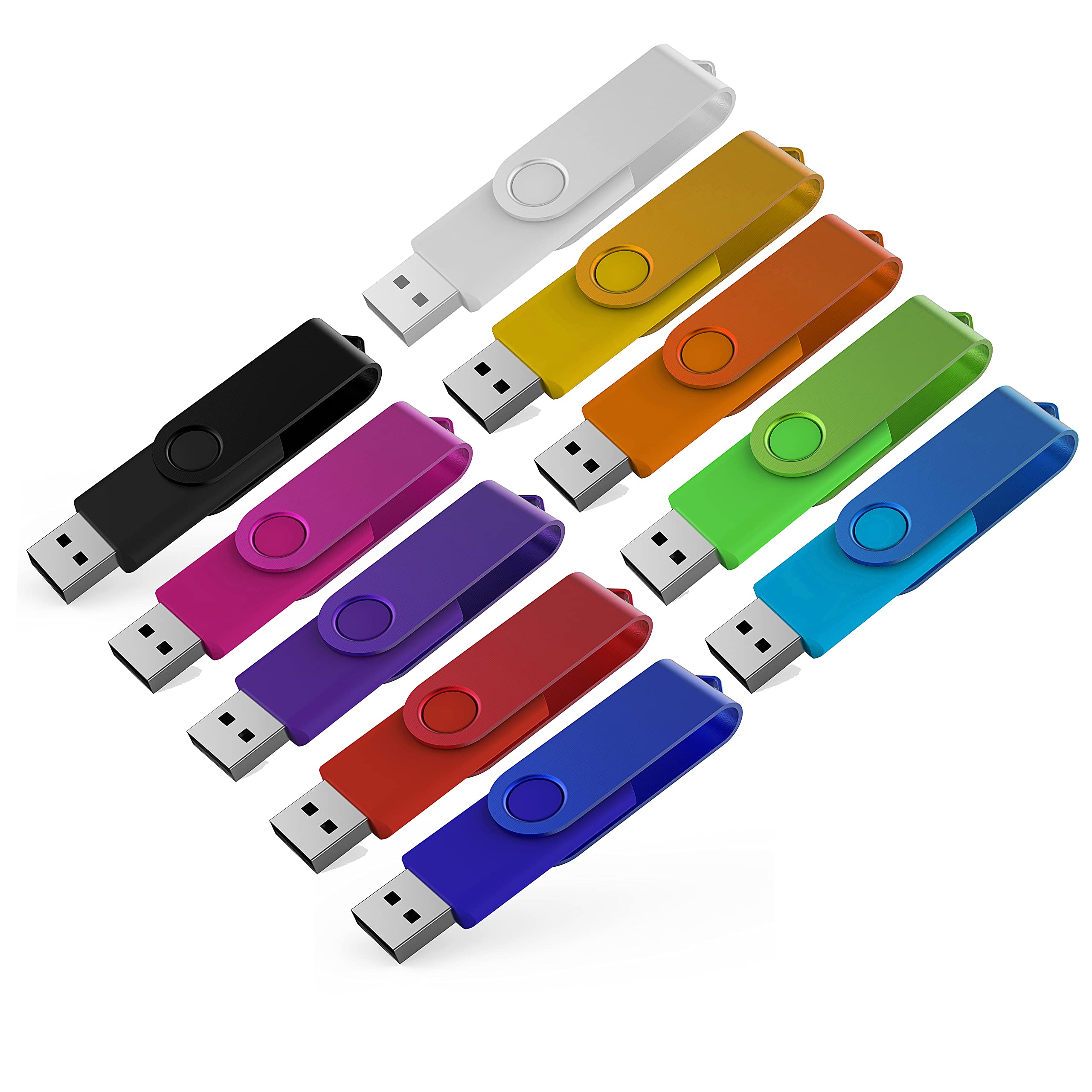 Usb Flash Drive 32Gb 10 Pack, Bulk Usb 2.0 Flash Drives Thumb Drive Swivel Memory Stick Jump Drive Pen Drive Zip Drive