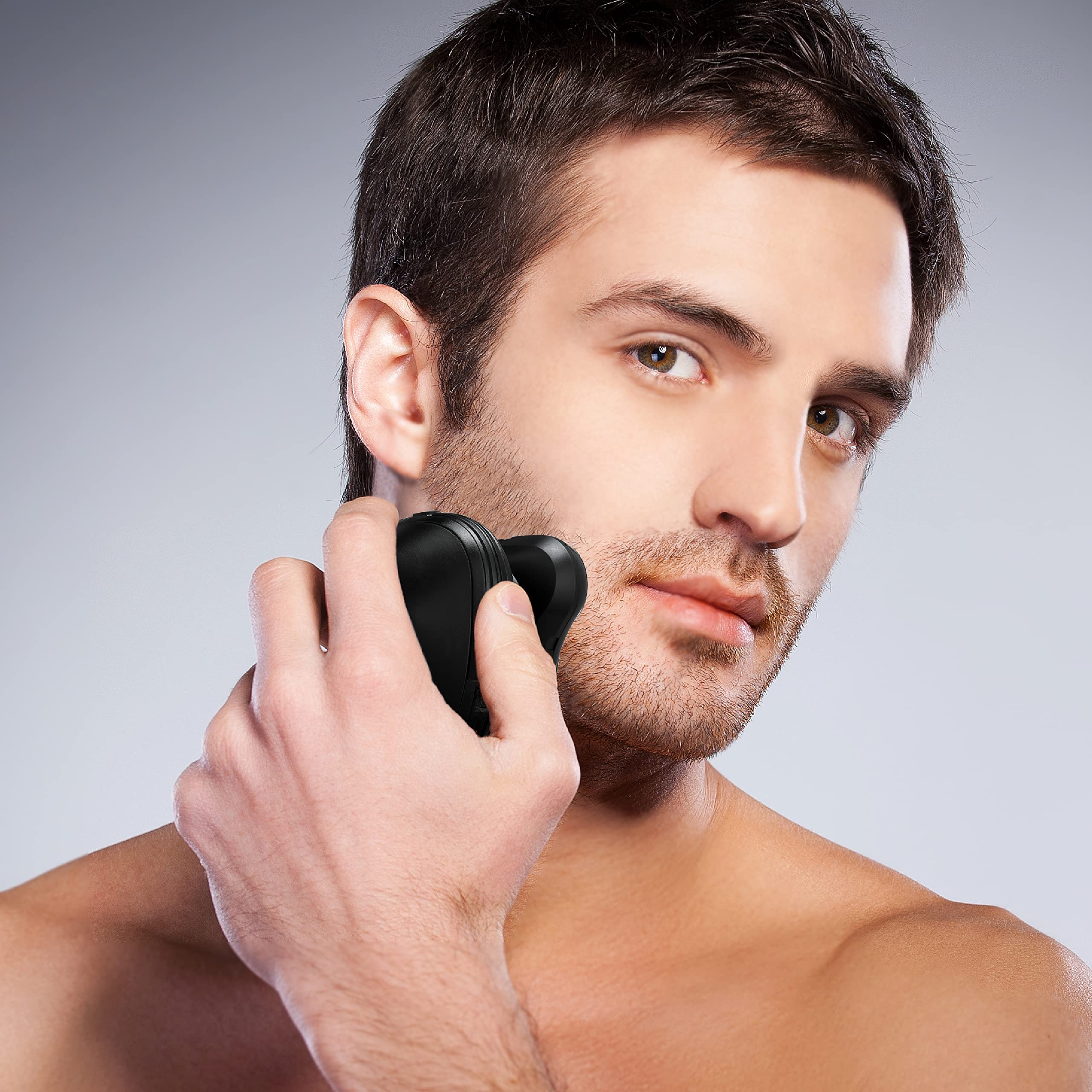 Groom Essentials 3D Rotary Face And Head Shaver For Men, Led Light, Battery Operated Compact, Cordless Electric Shavers For Men,