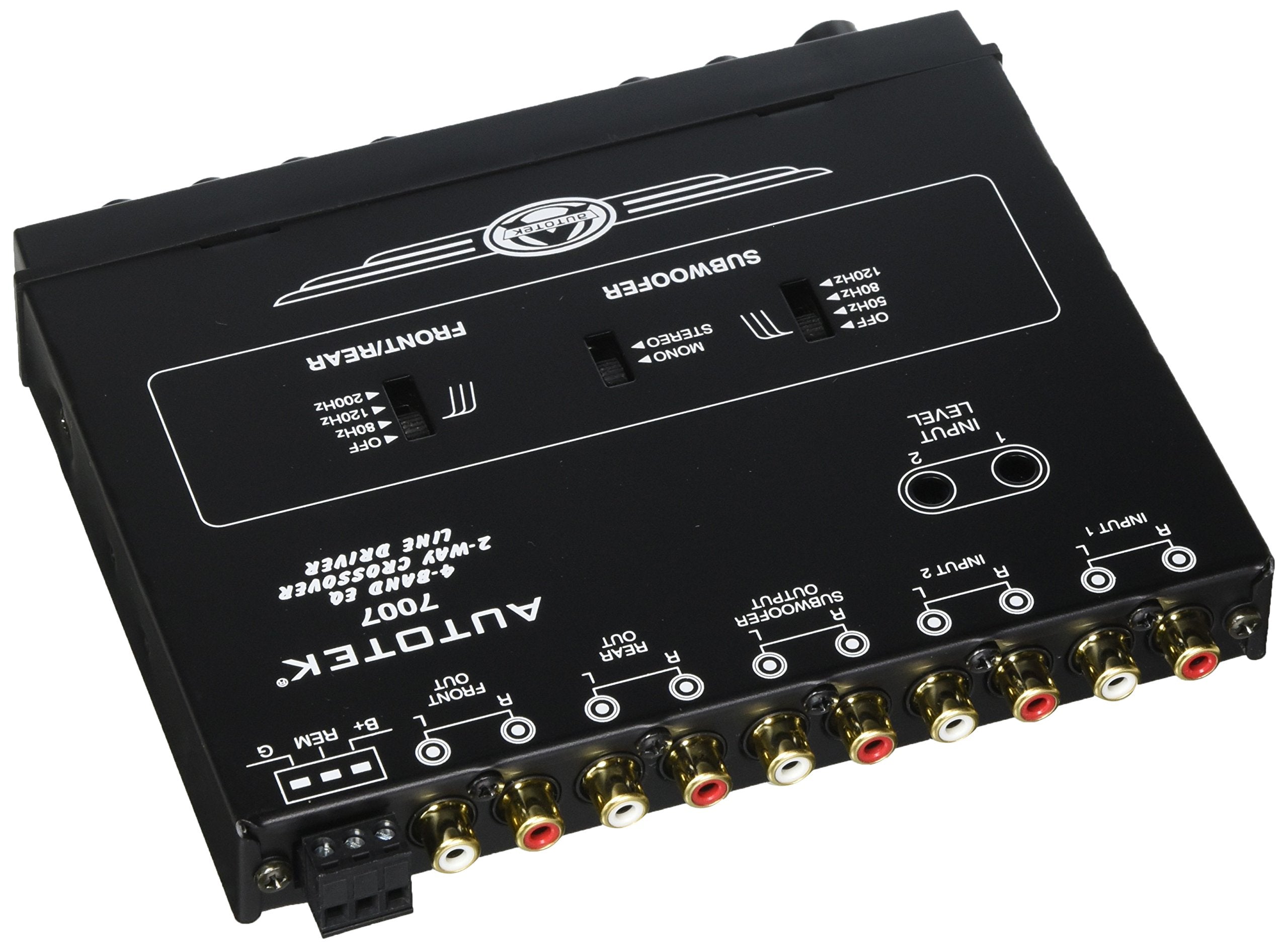 Autotek 7007 Multiple Source Signal Processor (Black) - .5 Inch DIN, 2-Way, 4-Band EQ, 9 Volt Line-Driver, 2 Inputs, 3 Outputs,