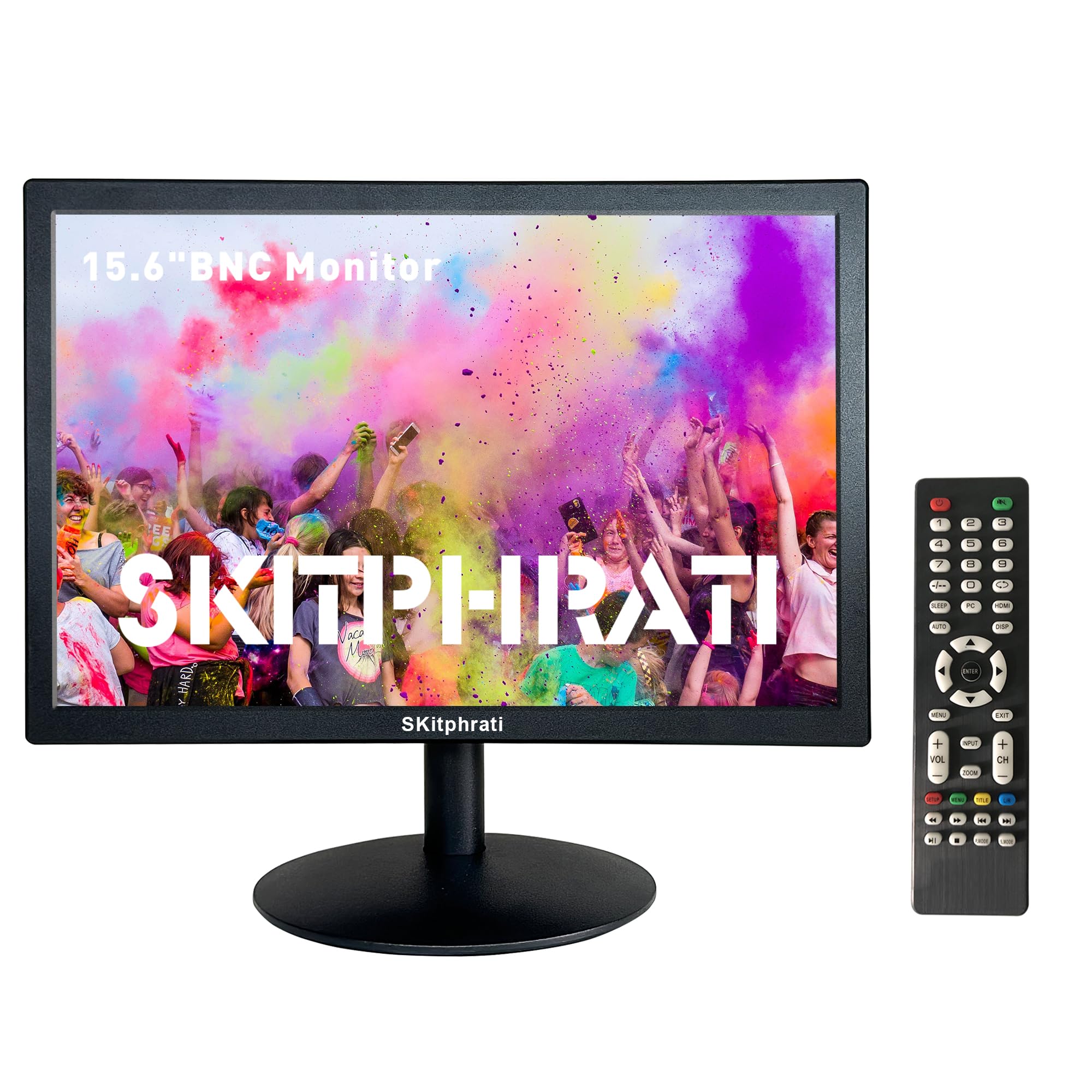 Skitphrati 15.6 Inch Small Pc Monitor, 1366X768 Screen Desktop Monitor With Hdmi Vga Bnc Ports, Vesa Mounting, Led Monitor For P