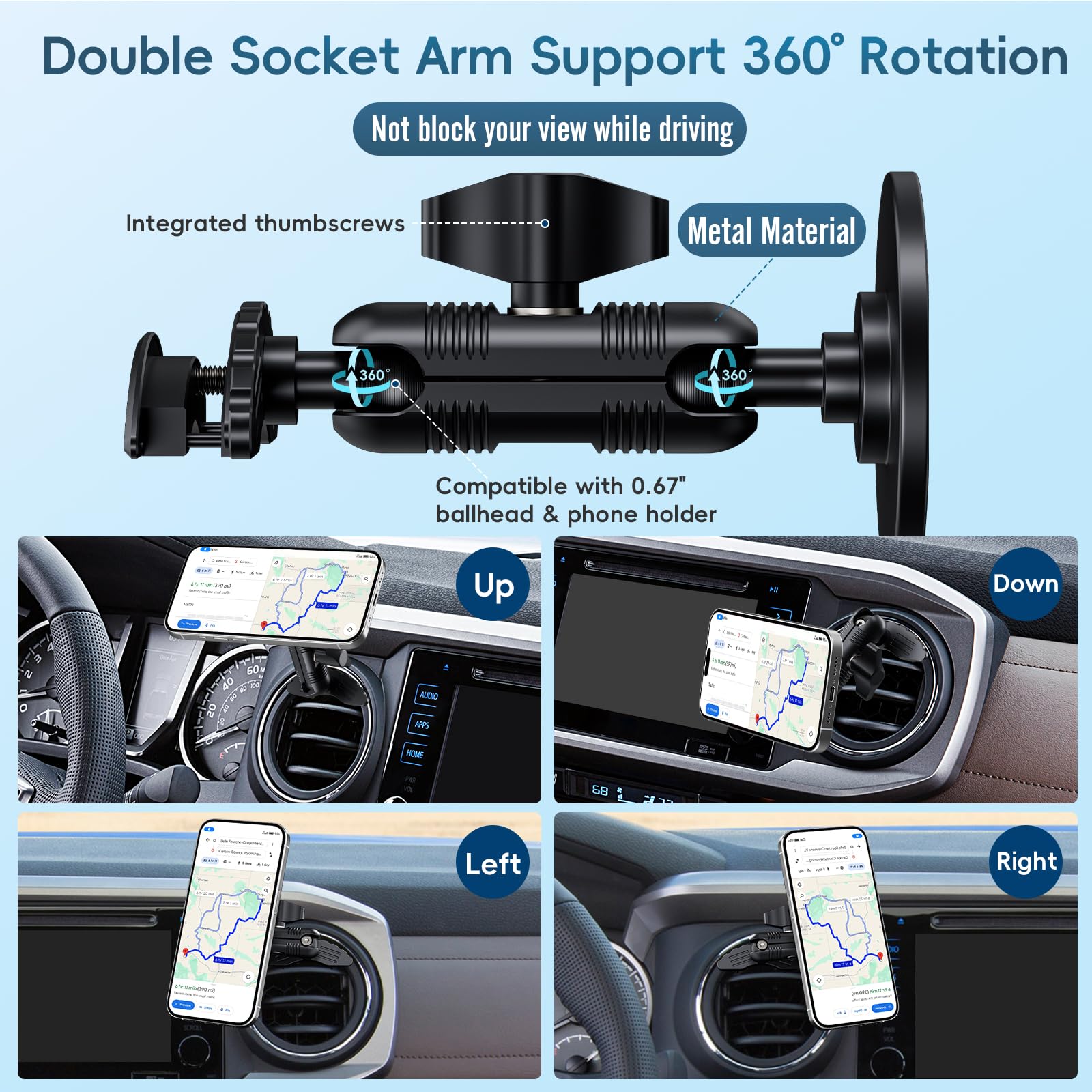 Upgraded Vent Magnetic Phone Mount For Tacoma 2016 -2023 And 2014-2021 Toyota Tundra, 3Rd Gen Tacoma Cell Phone Cradles With Ful