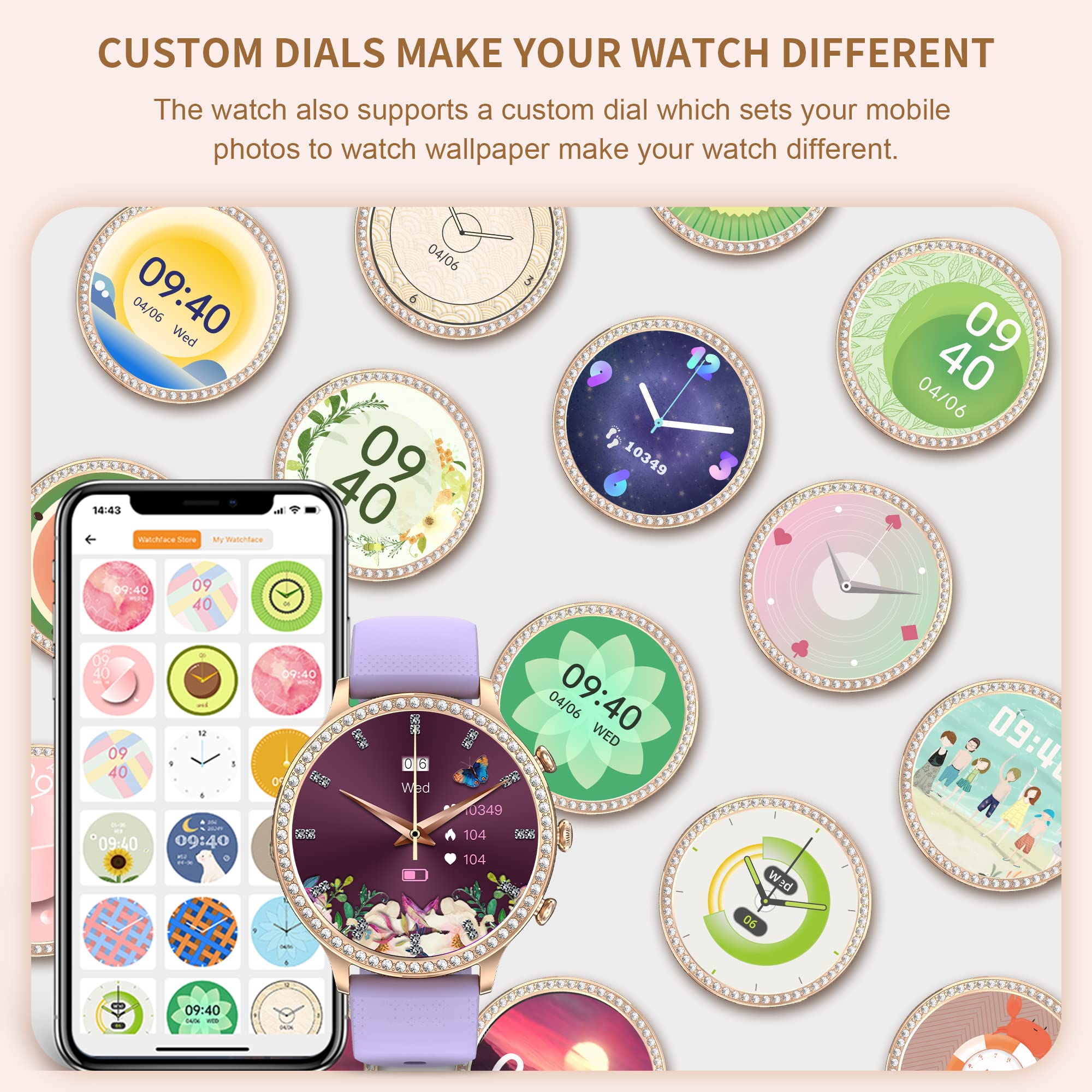 Colesma Smart Watch For Women(Answer/Make Call) Smart Watch For Android Phones And Ios 1.32'' Hd Full Touch Screen Fitness Track