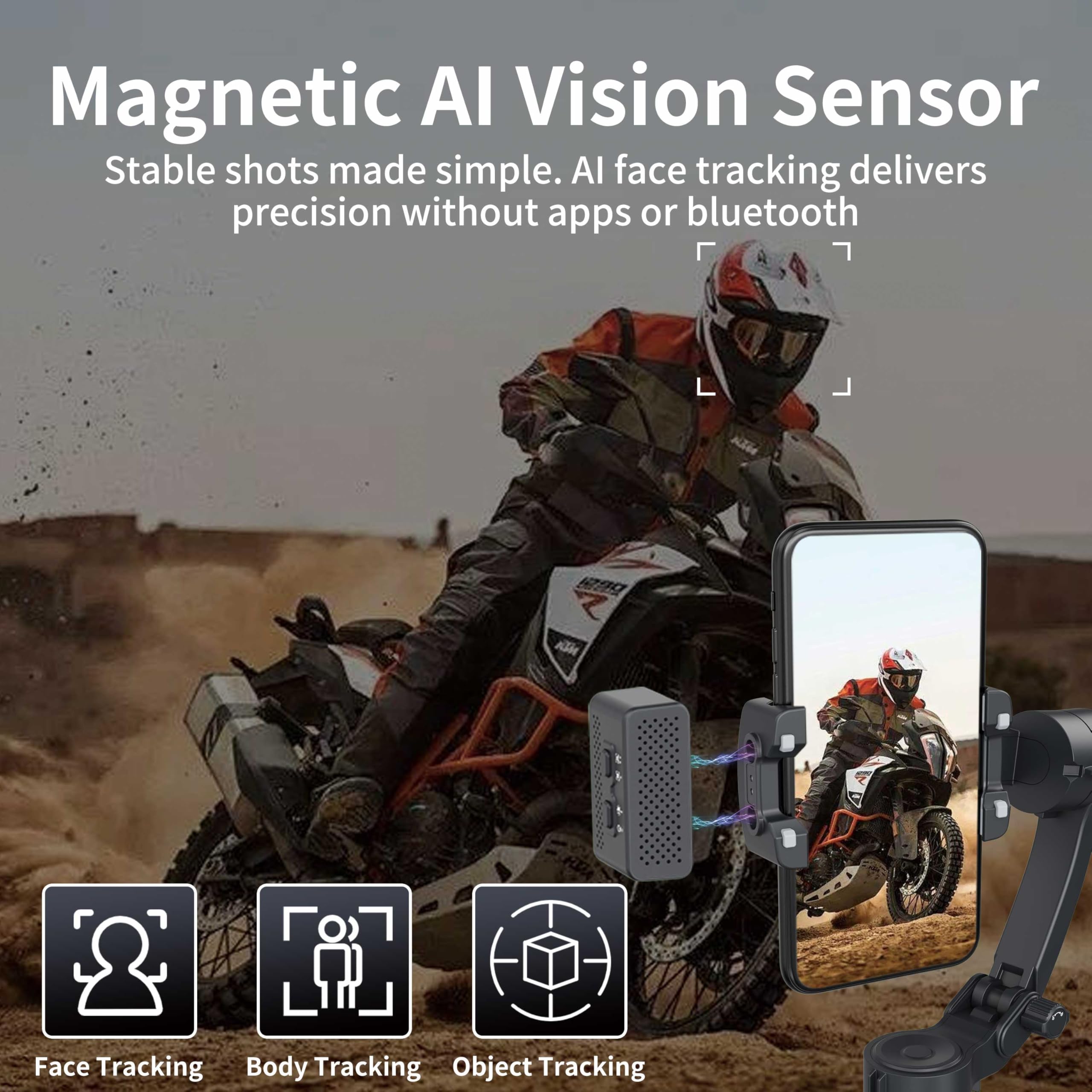 360 Rotating Auto Face Tracking Phone Holder,No App,Smart Body Tracking Gimbal Stand Selfie Phone Camera Mount Cell Phone Tripod