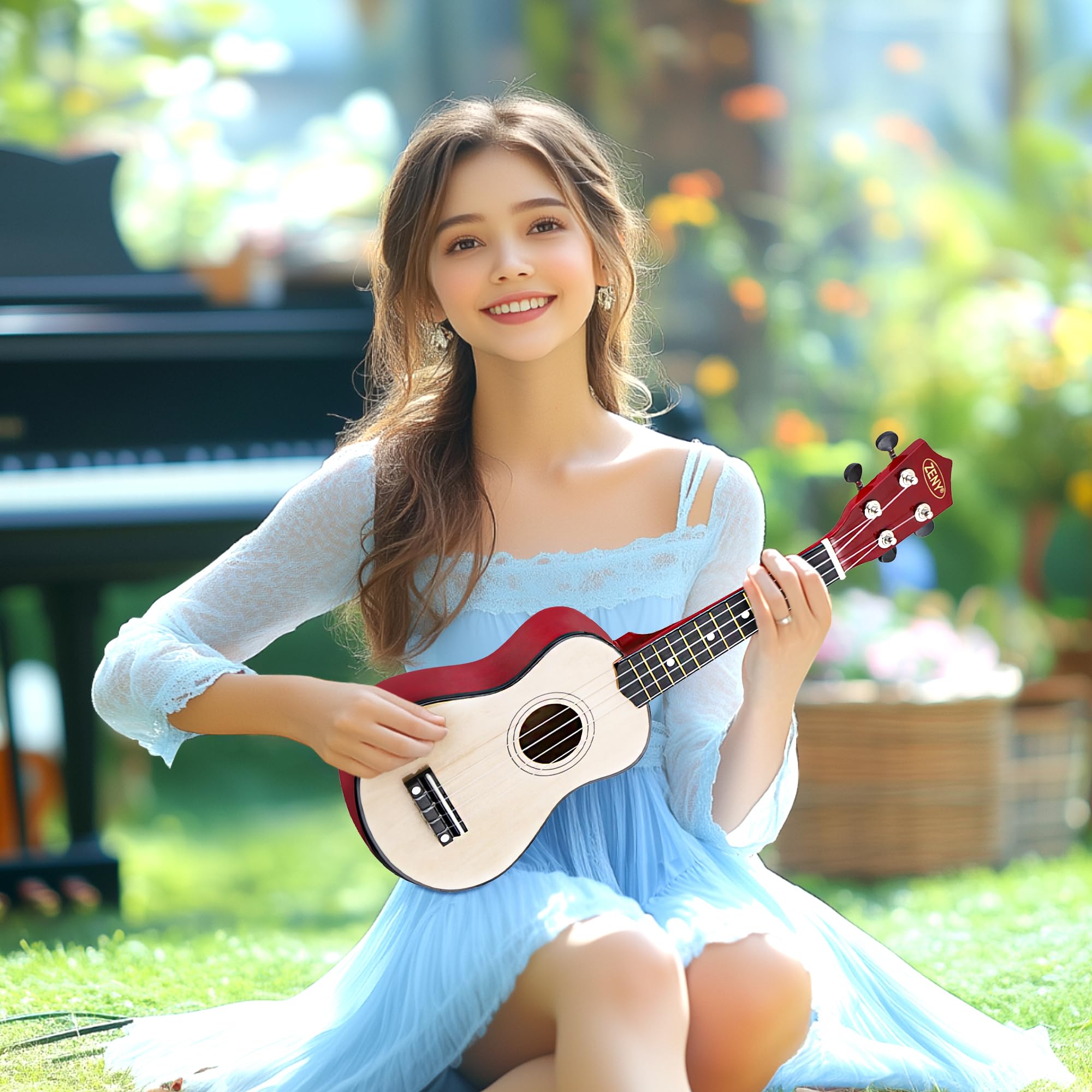 Zeny Soprano Ukulele For Beginners 21 Inch Ukelele Kit For Student Starter With Gig Bag, Strap, Nylon String, Tuner Pick