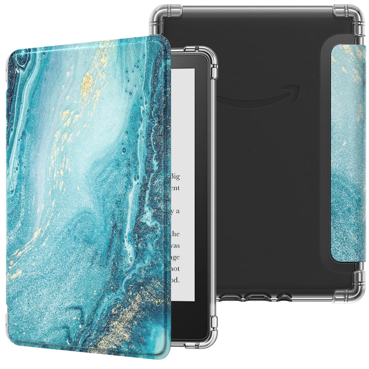 MoKo Case for Universal 6.8 Inches E Book Reader and Tablets 2021, Ultra Clear Soft Flexible Transparent TPU Back Cover Light Shell with Auto Wake/Sleep, Gilding Texture