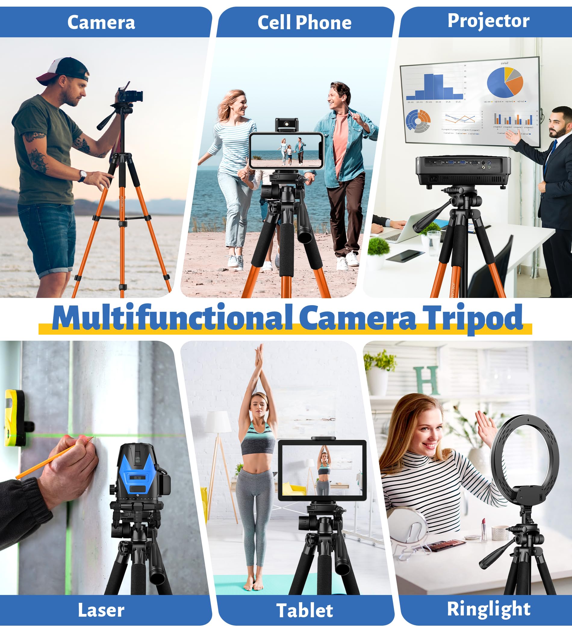Joilcan Tripod For Camera, Camera Tripod 67'' Heavy Duty Tripod, Phone Tripod For Video Recording Photo Vlog, Aluminum Camera Tr