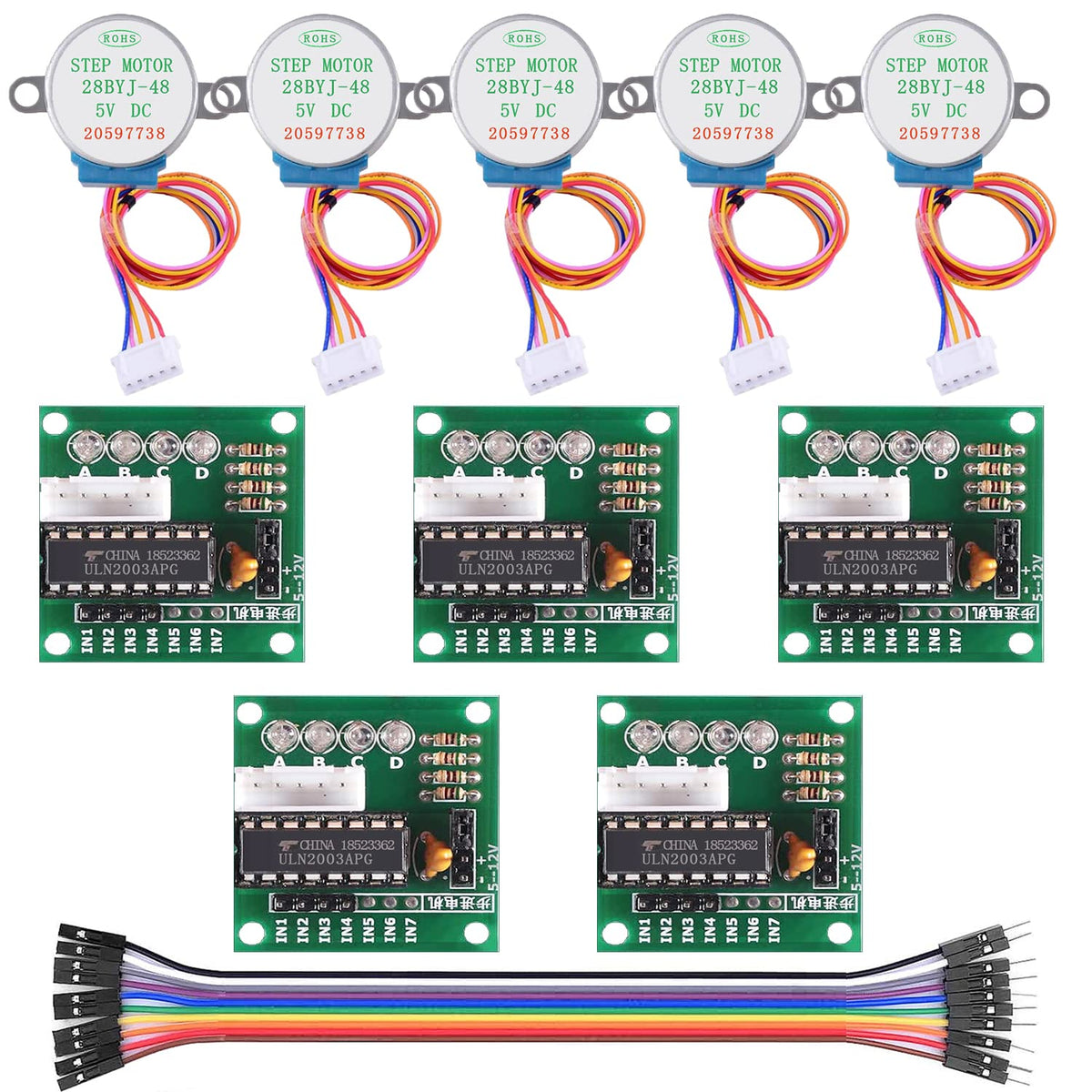 Cenrykay 5 Sets 28Byj-48 Uln2003 5V Small Stepper Motor