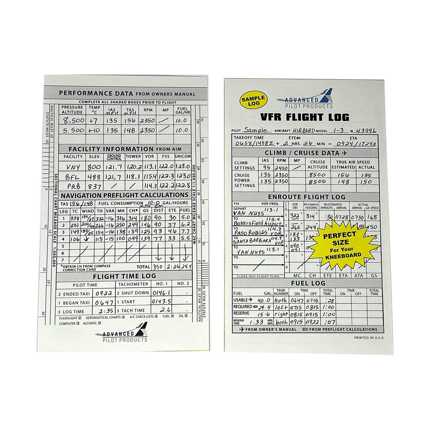 Advanced Pilot Products Vfr Flight Log Pad