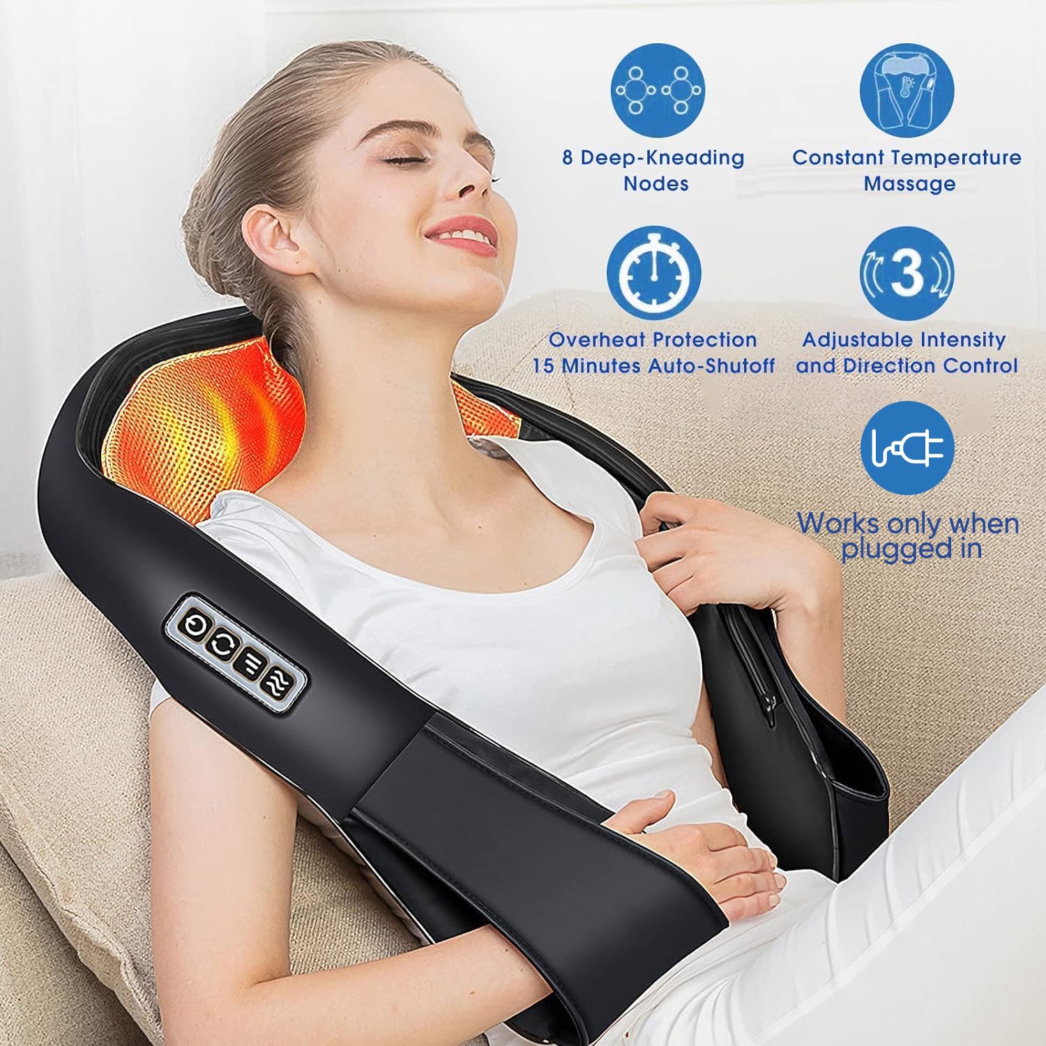 Aerlang Shiatsu Back And Neck Massager, Back Massager Deep Tissue Kneading Massager Neck And Shoulder Massager With Heat, Electr