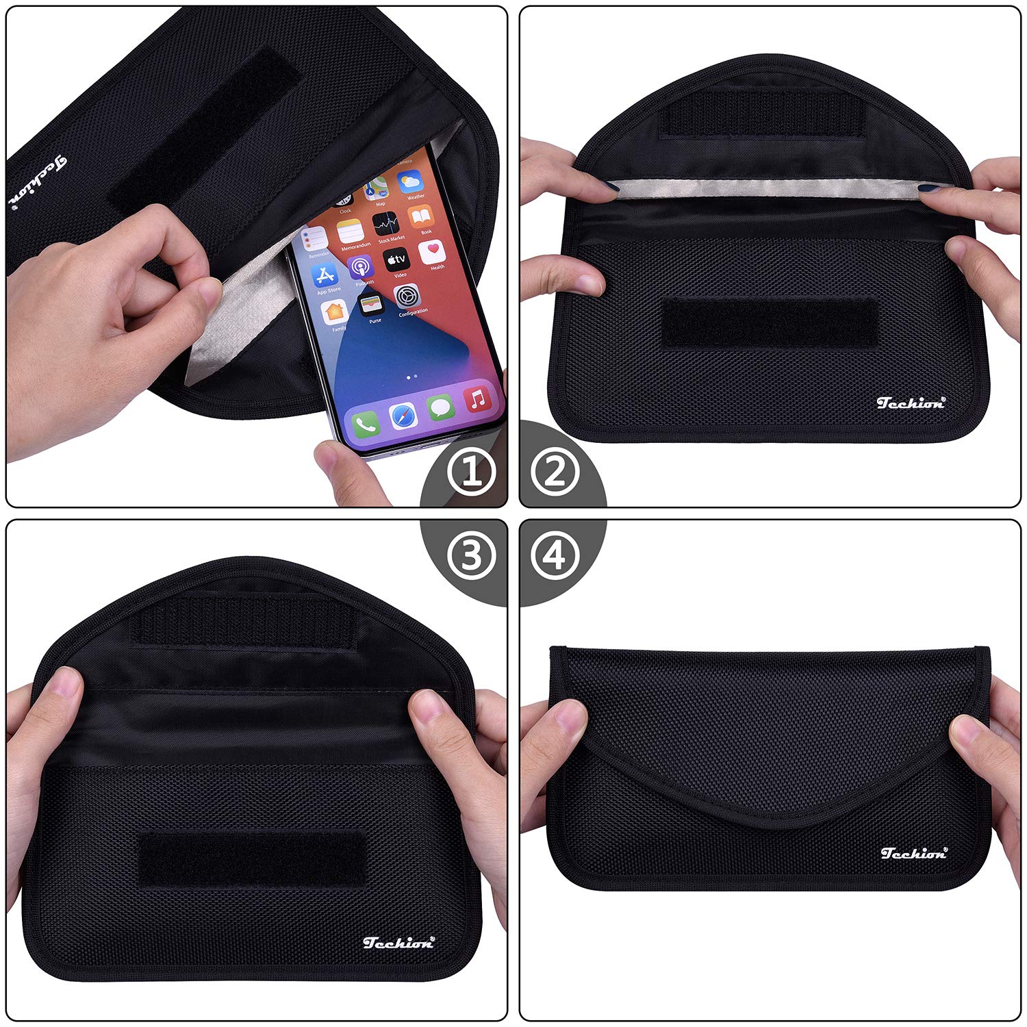 Techion Signal Blocking Bag, 2 Pack Rfid Faraday Bag Shield Pouch Cage Box Wallet Case For Cell Phone And Car Key Fob, Privacy P