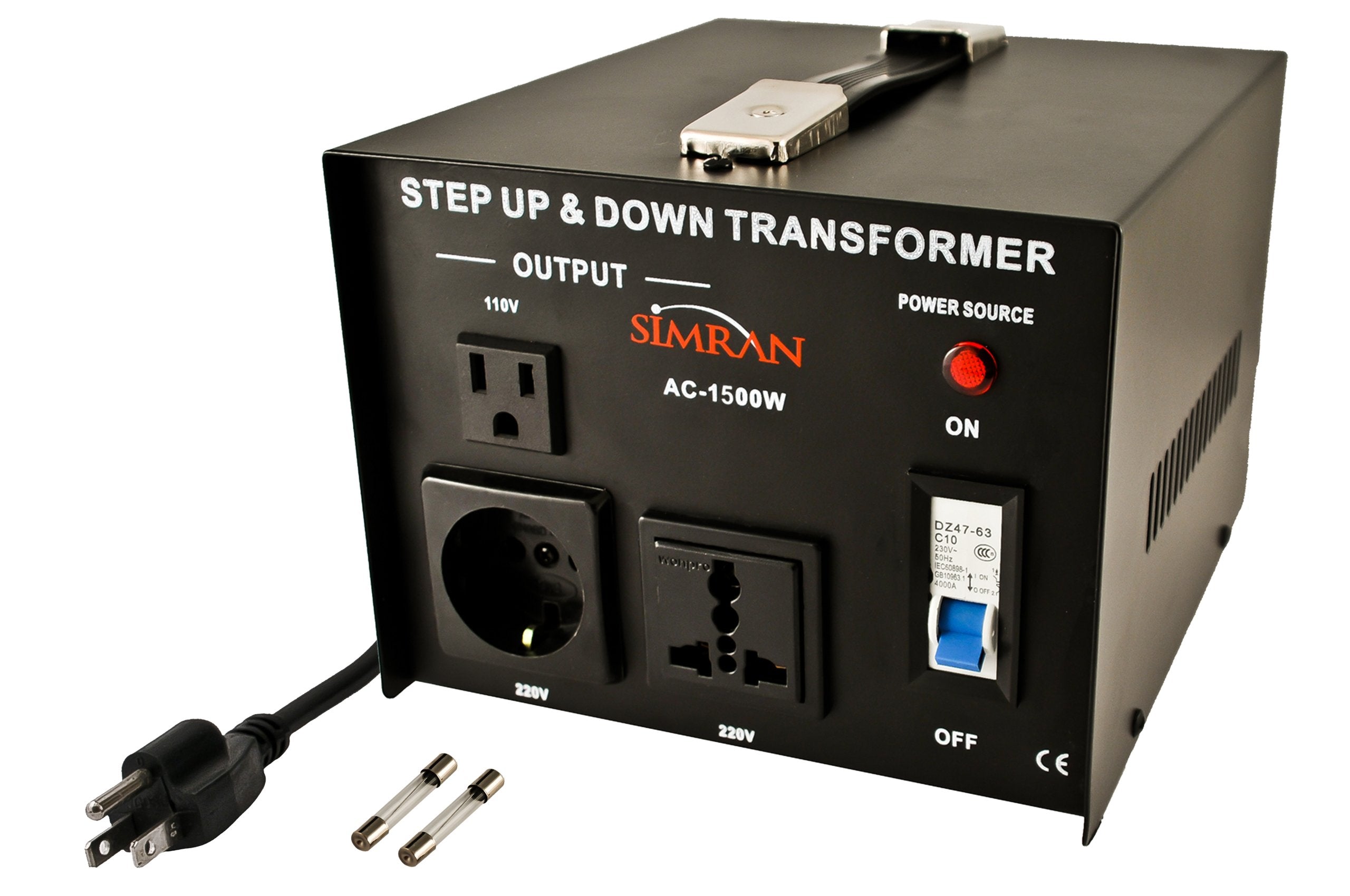 Simran Ac 1500 Voltage Power Converter Step Up Down Transformer 110 Volt 220 Volt, 1500 Watt, Black