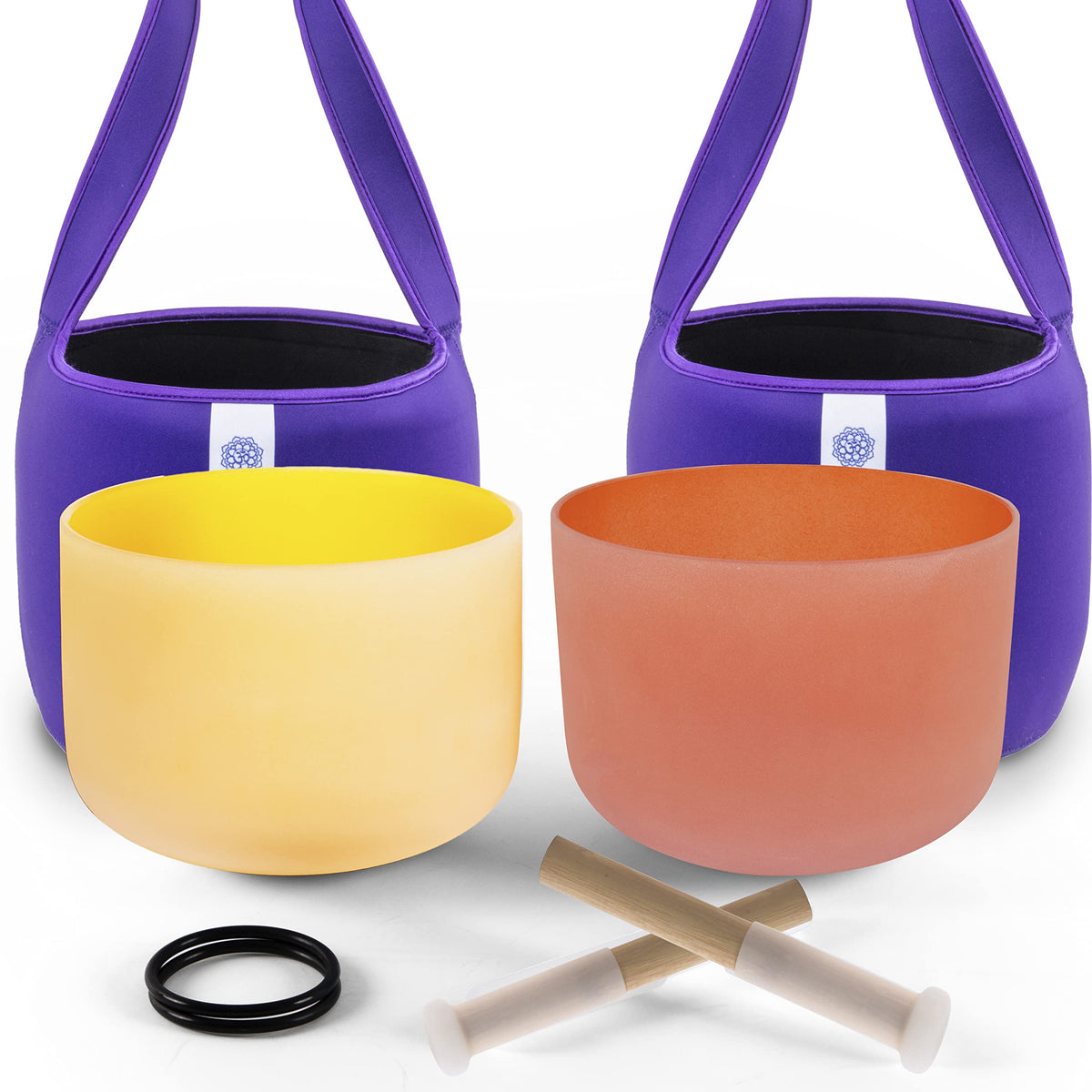 Fmty 10Inch Crystal Singing Bowls Set Prefect Pitch(A10Hz) Red(Root) Yellow(Solar Plexus) With Soft Carrying Bag Sound Bowls Cha