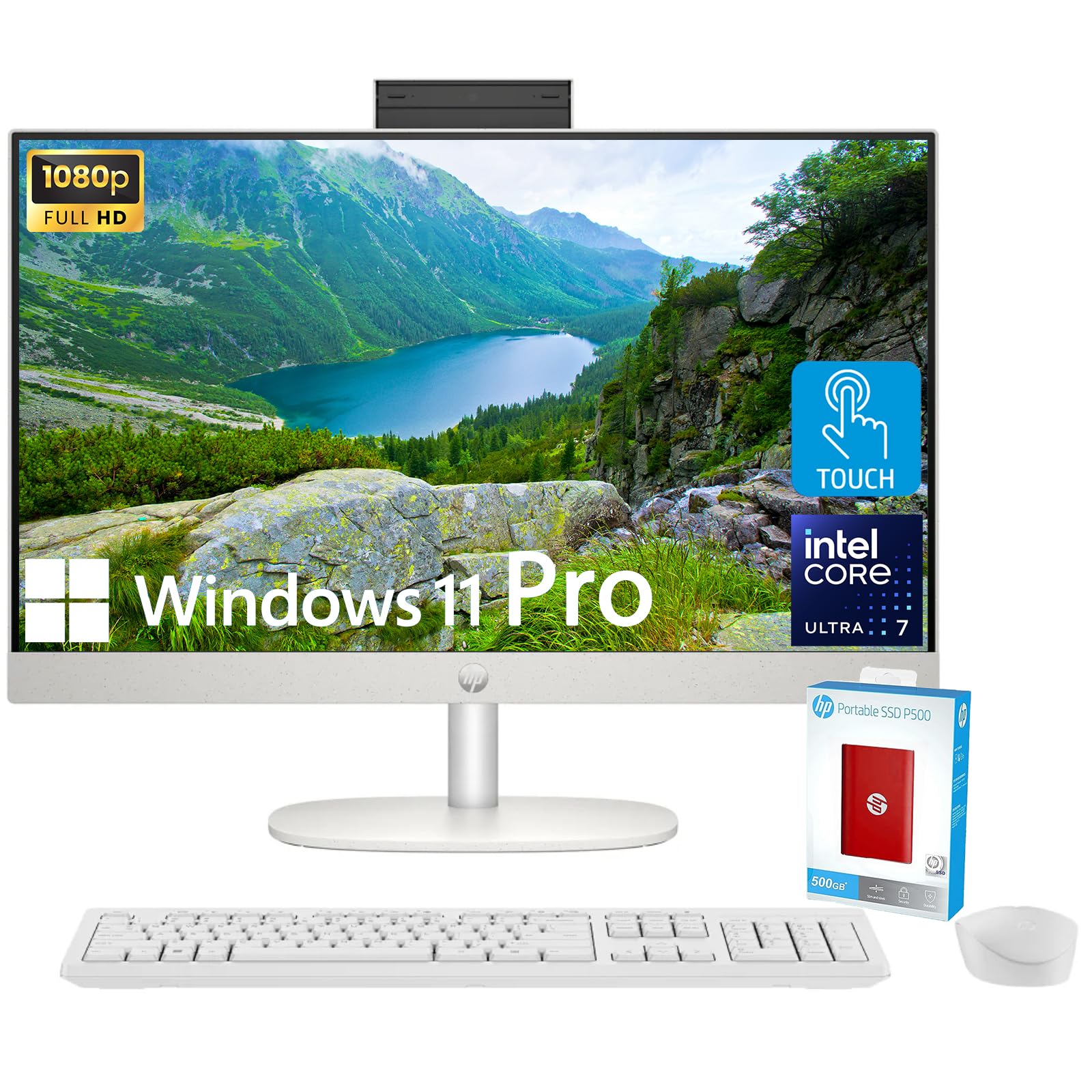 Hp 27'' All-In-One Desktop Computer, Fhd Ips Touchscreen, 12-Core Intel Core Ultra 7-155U Processor, 64Gb Ddr5, 2Tb Ssd, Wi-Fi 6