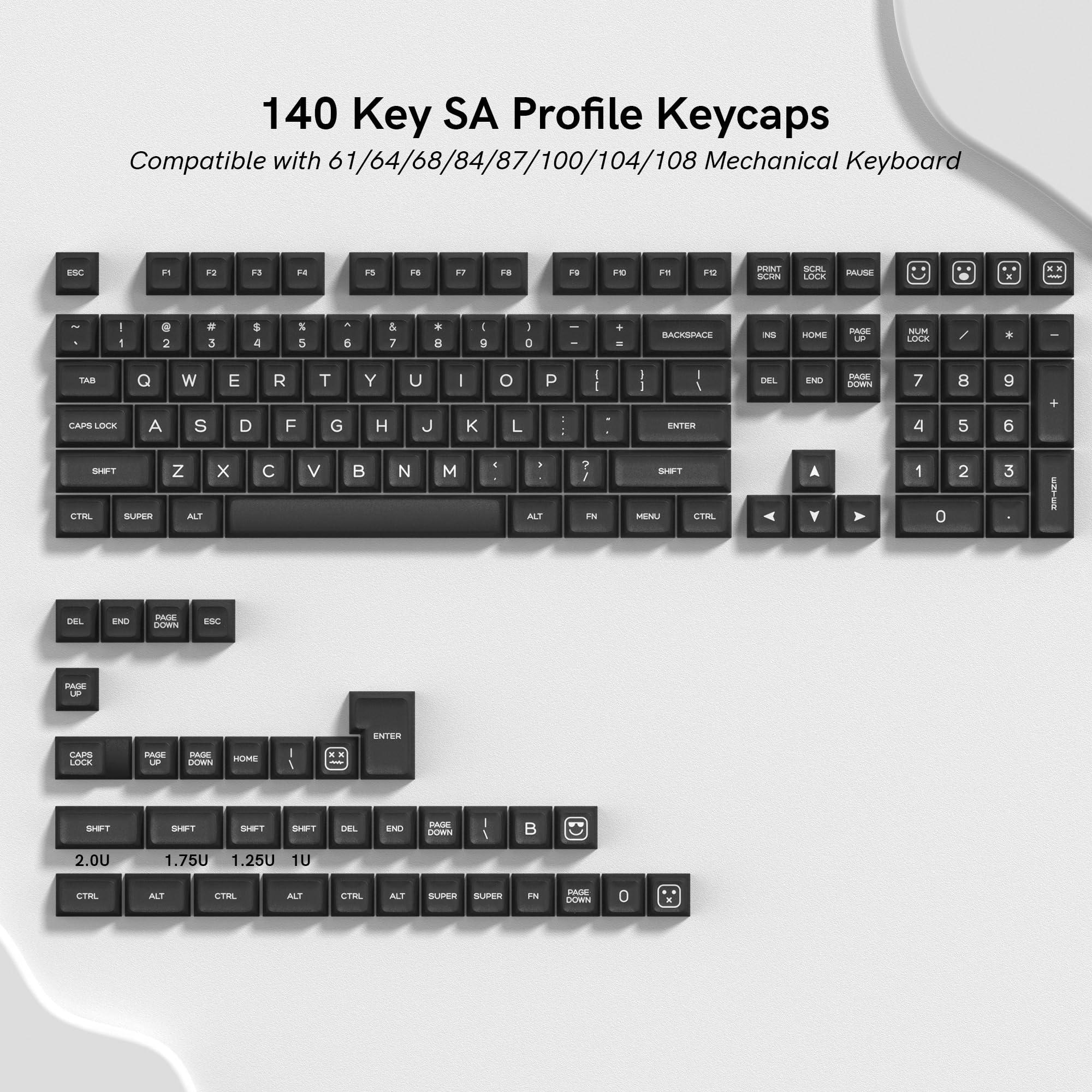 Dagaladoo Black Jade Pbt Keycaps,Sa Profile Keycaps,Double Shot Keycaps 60 75 Percent,Light Transmittance Keyboard Keycaps For 6