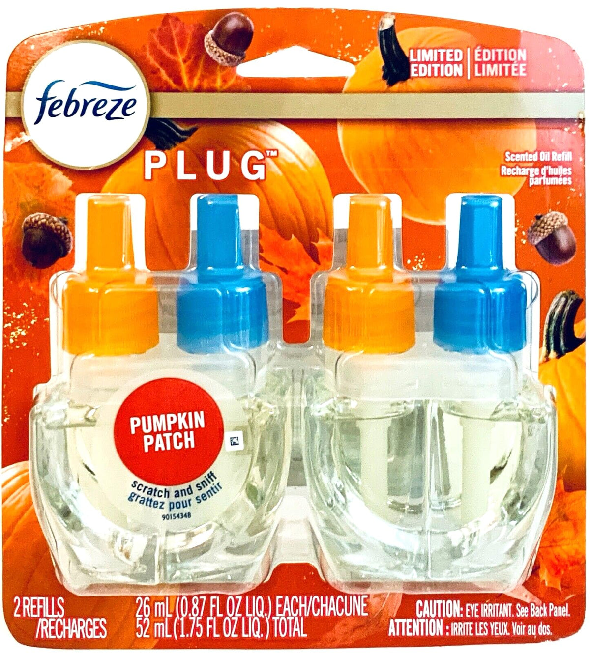 Febreze Plug Air Freshener Refills, Limited Edition Fresh Harvest Pumpkin Scent, (2 Count, 1.75 Oz)