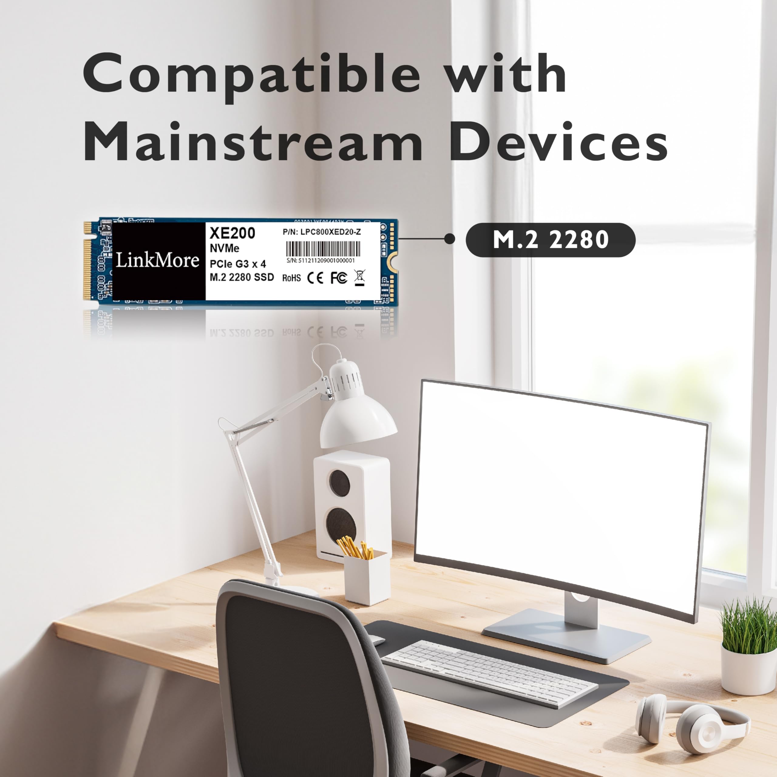 Linkmore Xe200 256Gb Pcie Gen3 Nvme M.2 2280 Internal Solid State Drive, Gen3.0X4 Read Speed Up To 2300Mb/S For Latop And Pc