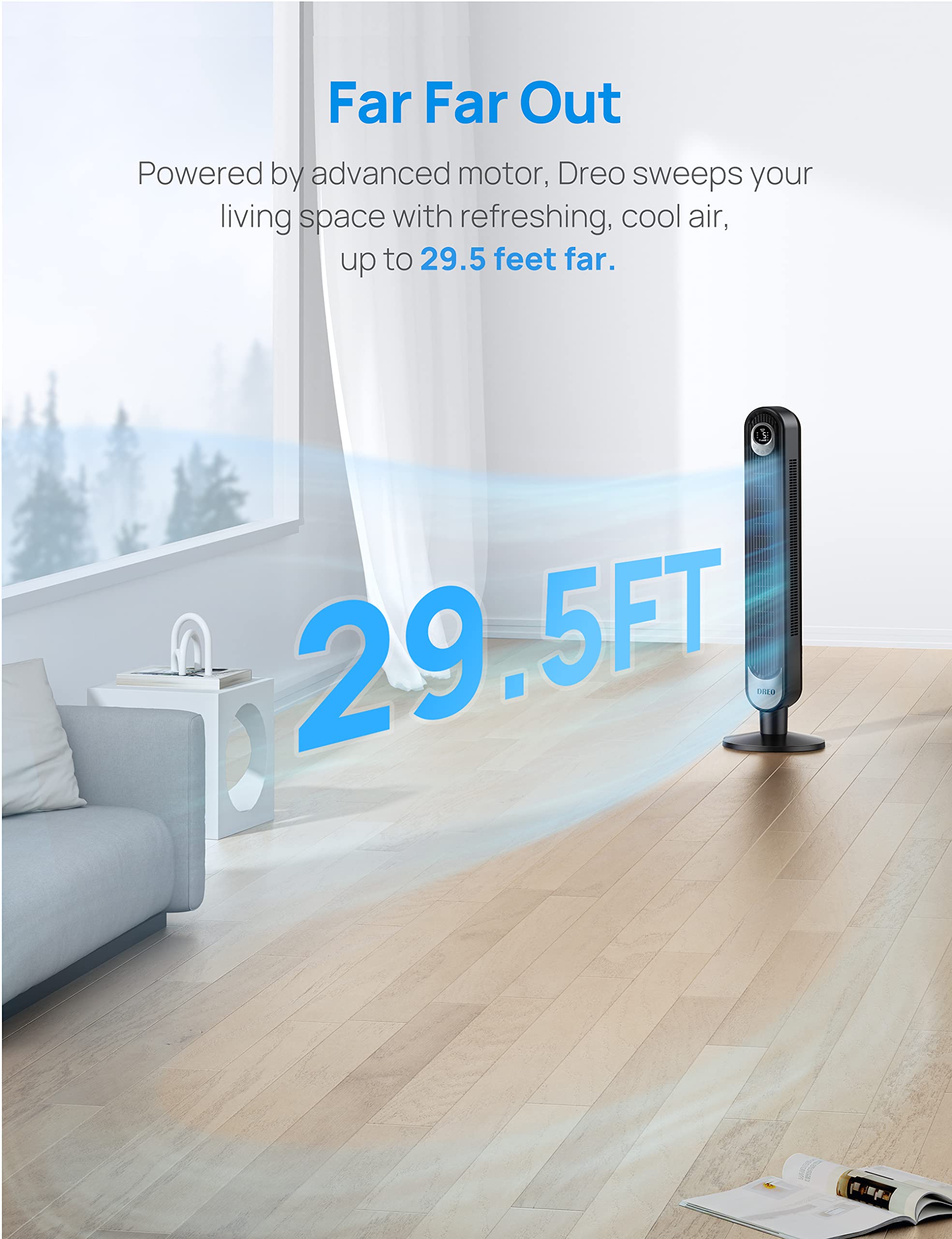 Dreo Smart Tower Fan Wifi Voice Control, Works With Alexa/Google, Cruiser Pro T1S Floor Standing Bladeless Oscillating Fan With