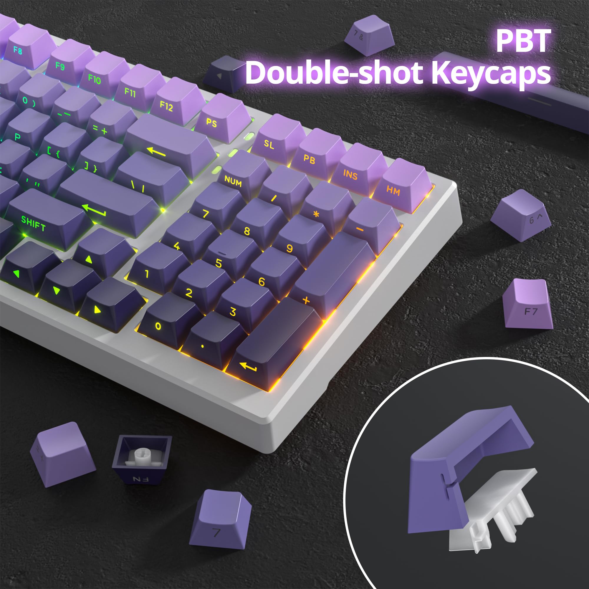 Guffercty Kred Pbt Cherry Profile Keycaps 133 Keys Gradient Side Printed Keycaps Double Shot Backlit Keycaps For Gaming Keyboard