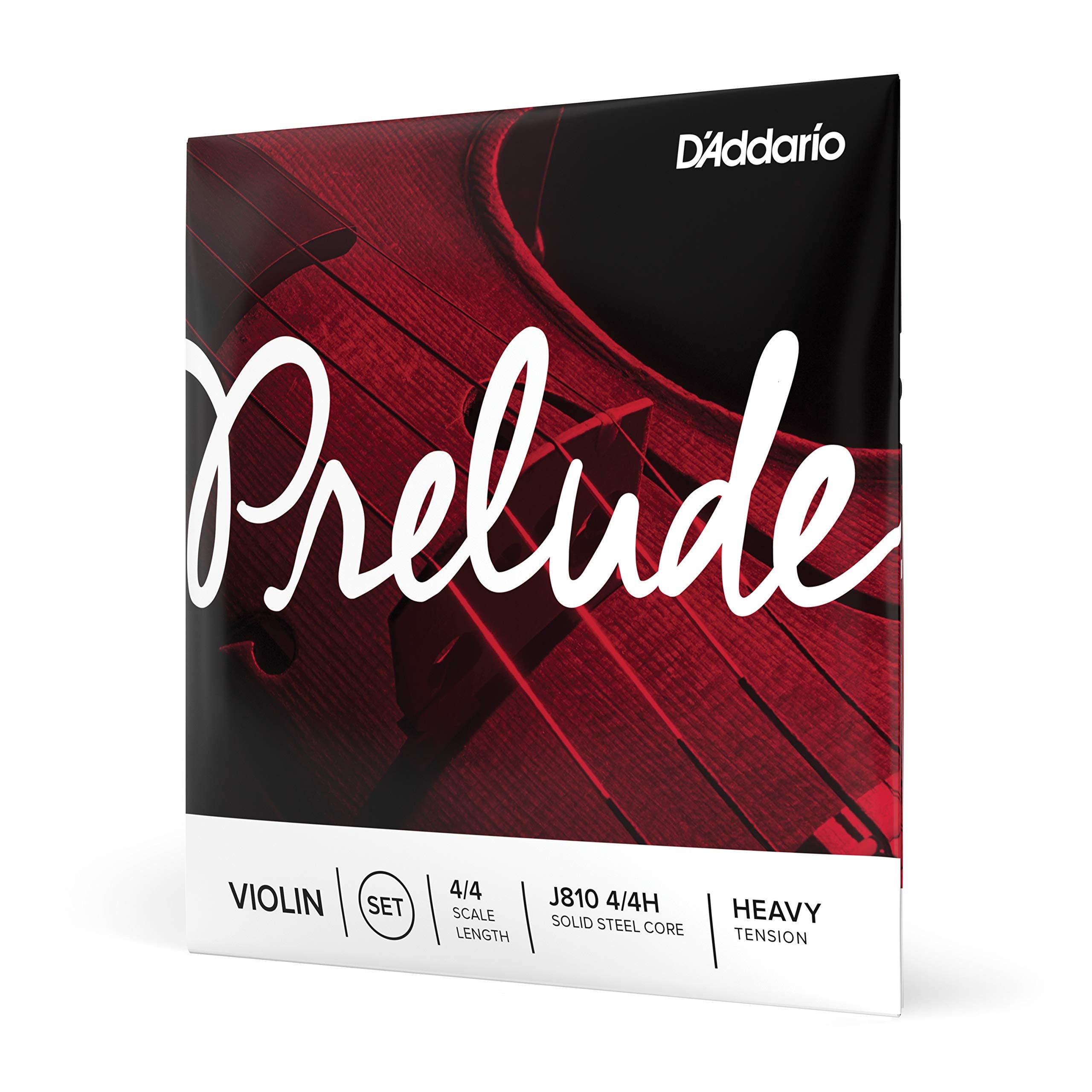 D'Addario Prelude Violin String Set, 4/4 Scale, Heavy Tension   J810 4/4H   Solid Steel Core, Warm Tone, Economical And Durable