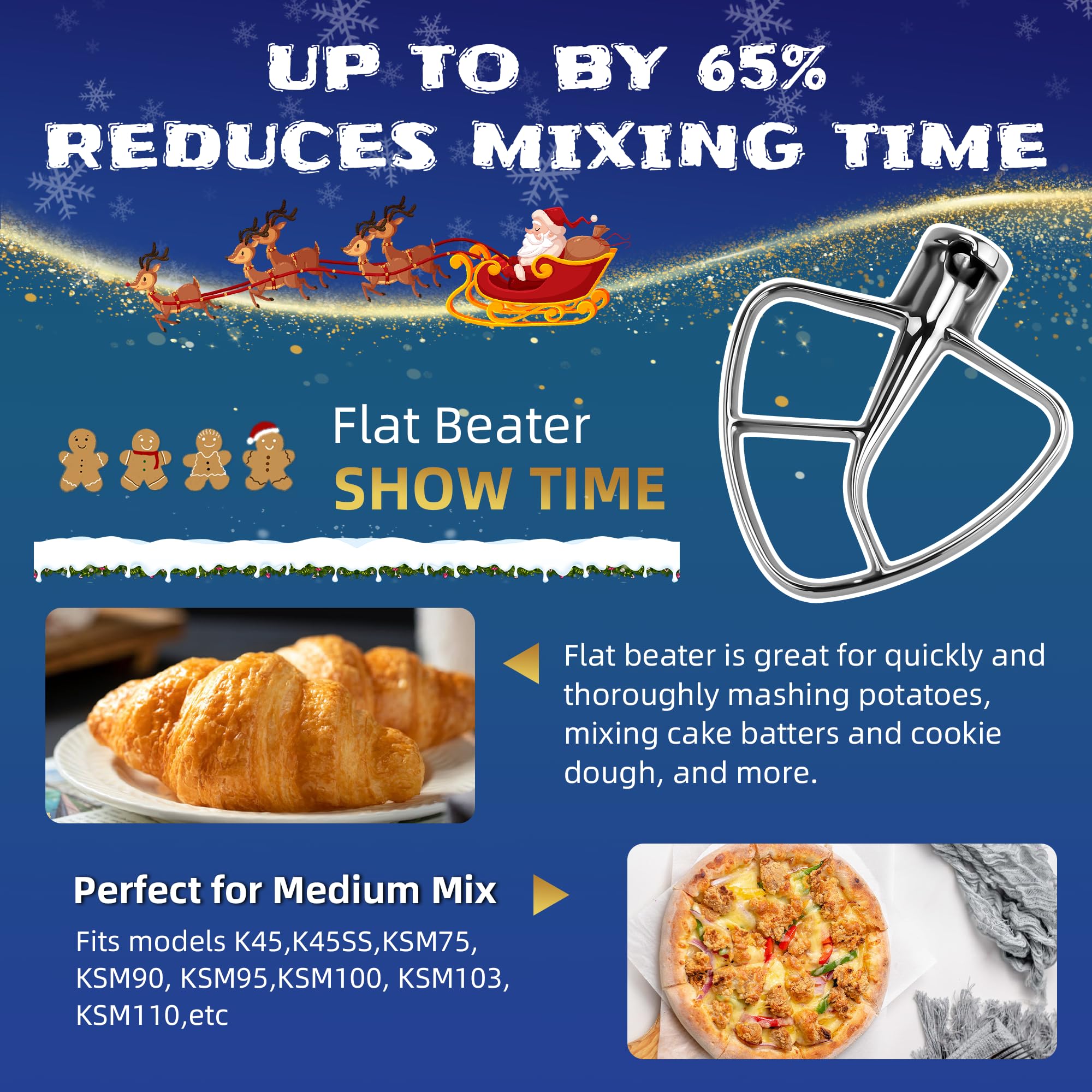 Stainless Steel Flat Beater K45B Kitchen Mixer Aid Paddle For 4.5 Quart Stainless Steel Bowl,Tilt Head Stand Mixer Beater K45Ss