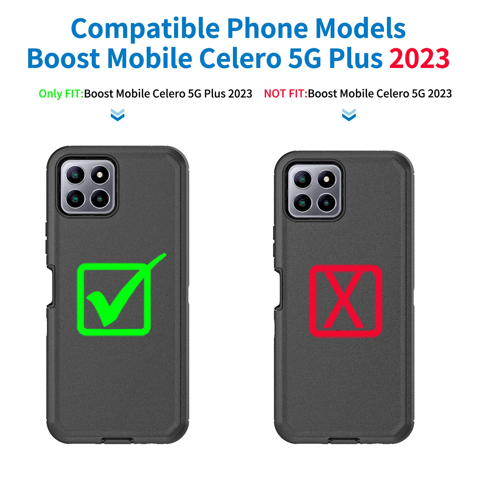 Anloes Case For Boost Mobile Celero 5G Plus 2023, Defender Phone Case Heavy Duty Shockproof Rugged Protective, 3 In 1 Bumper Cov