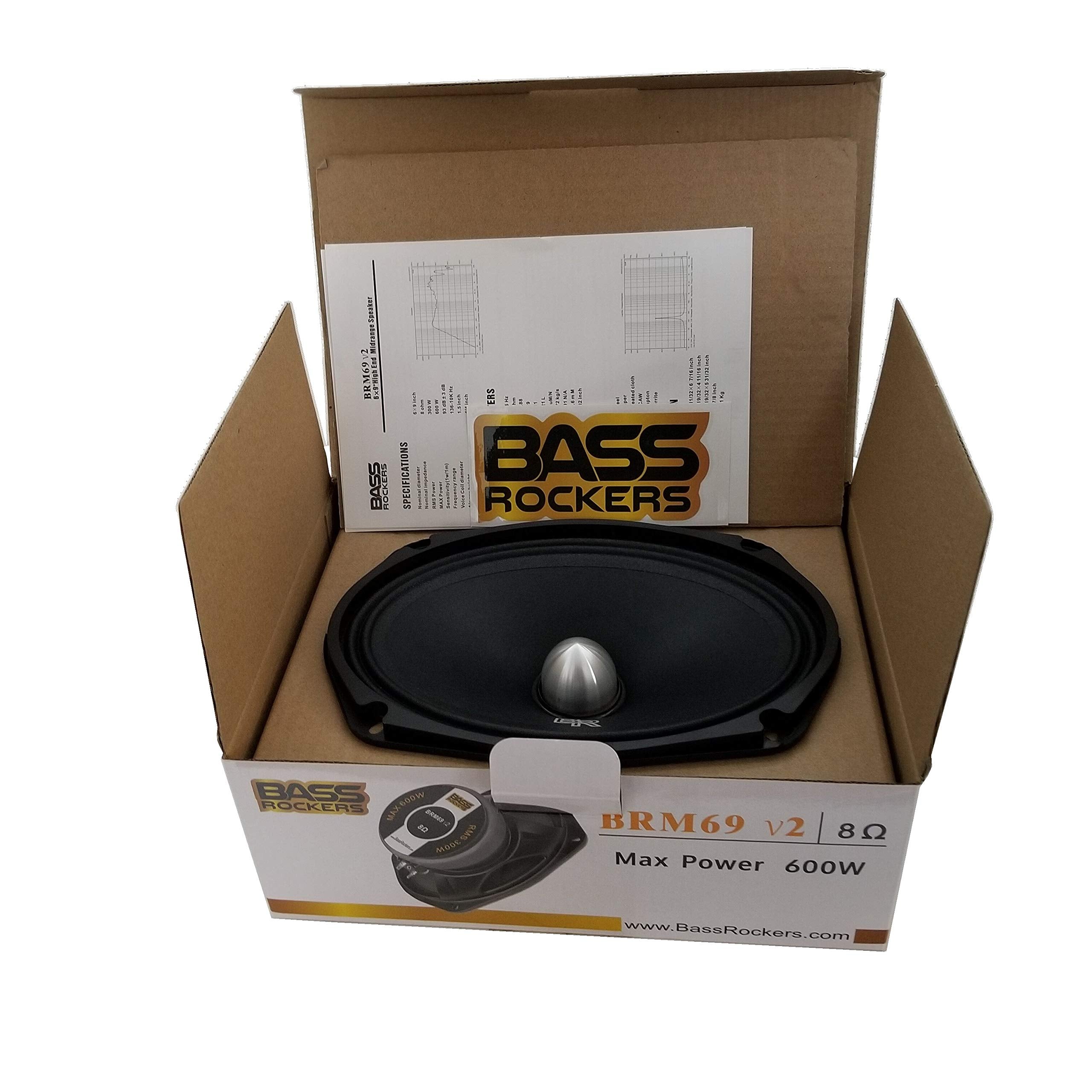 Bass Rockers Brm69V2 One 6X9'' High Performance 8 Ohm, 300W Rms, 600W Max Premium Quality Audio Midrange Car Speaker