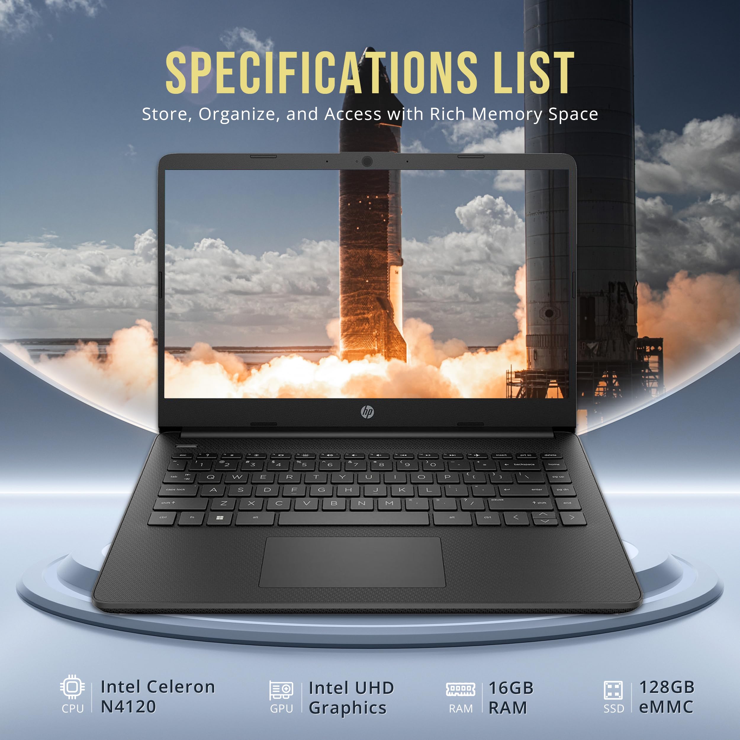 Hp Stream 14'' Hd Brightview Laptop, Intel Celeron N4120, 16Gb Ram, 288Gb Storage (128Gb Emmc + 160Gb Docking Station Set), Inte