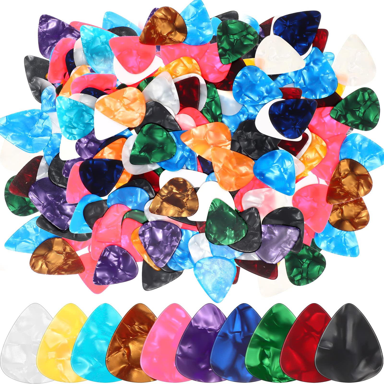 Yeshone 600 Pcs Guitar Picks Bulk Celluloid Picks Plectrums for Electric Acoustic Guitar Thin Medium Heavy Plectrums (Colorful,0