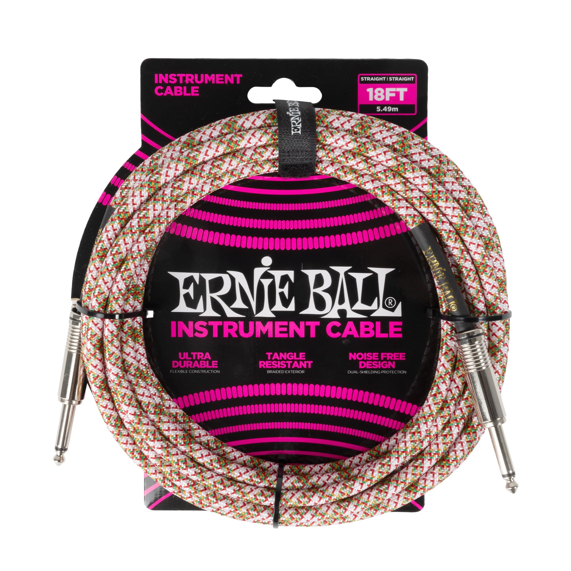Ernie Ball Instrument Cable, 1/4'' Straight, Emerald Argyle, 18Ft (P06430)