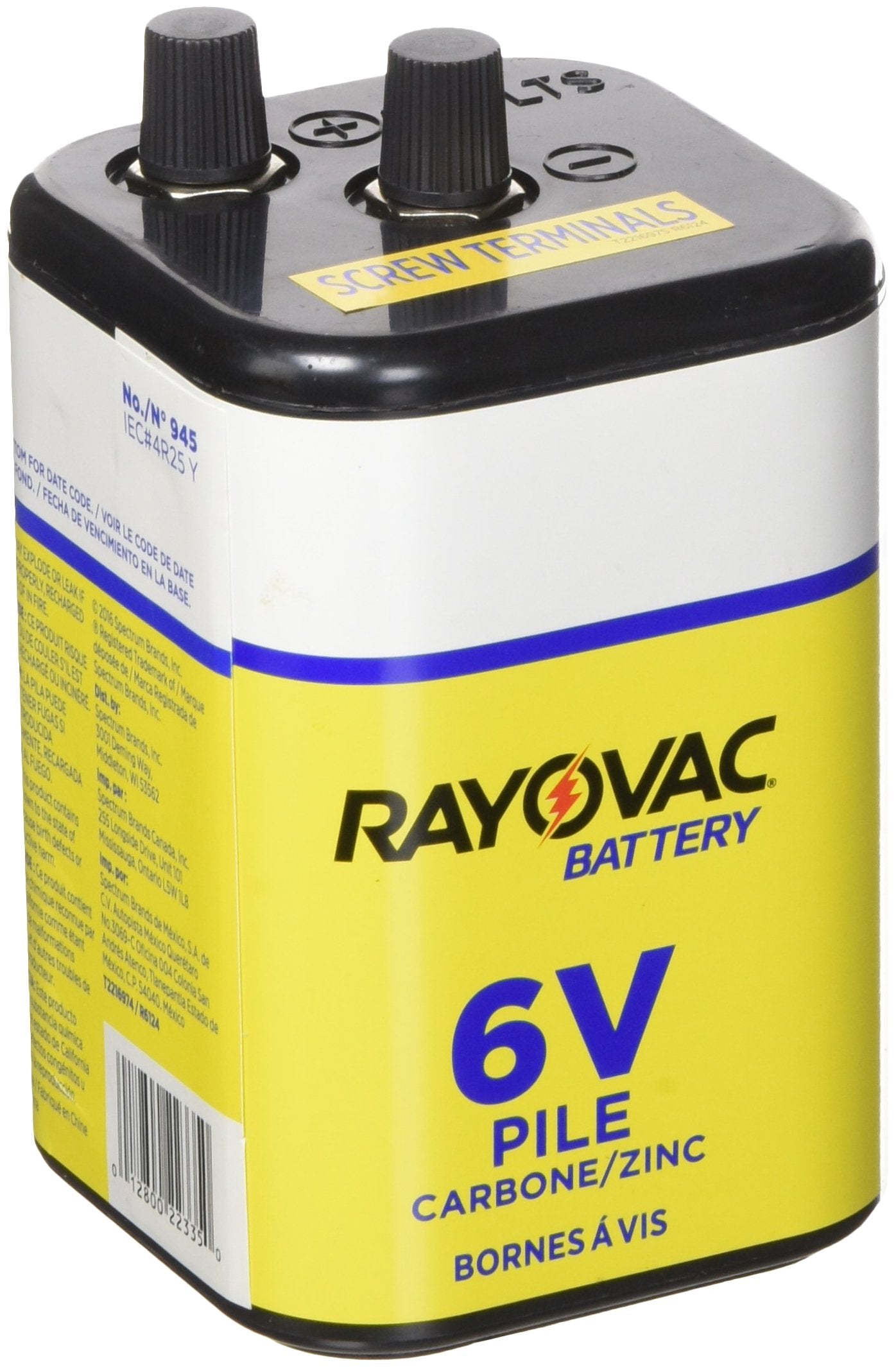 Rayovac Heavy Duty Lantern Battery, 6 Volt Screw Terminals, 945R4C