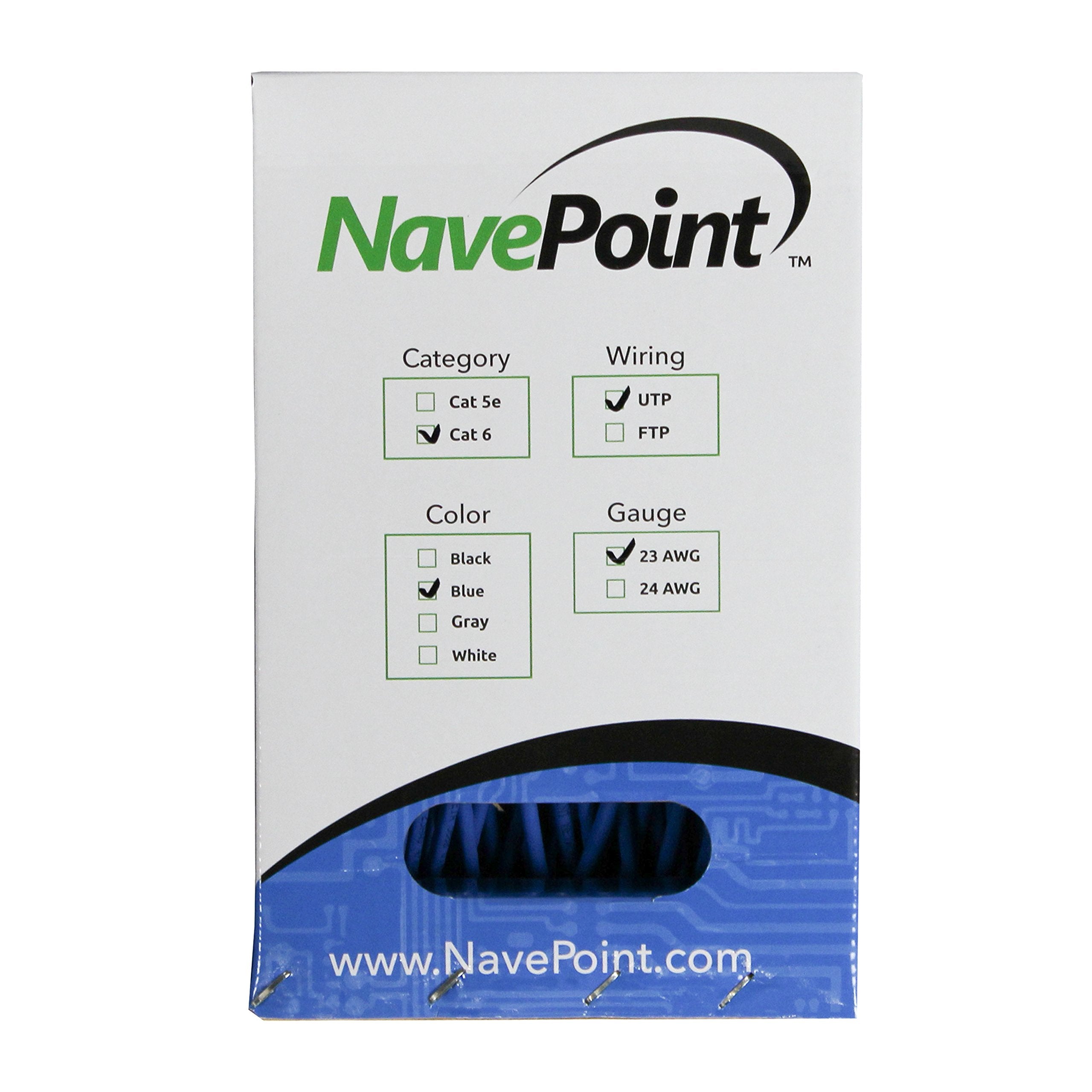 Navepoint Cat6 Ethernet Cable   Cca Bulk Cat6 Cable 500Ft Ethernet Cable, 550Mhz, 23Awg 4 Pair, Unshielded Twisted Pair (Utp), S