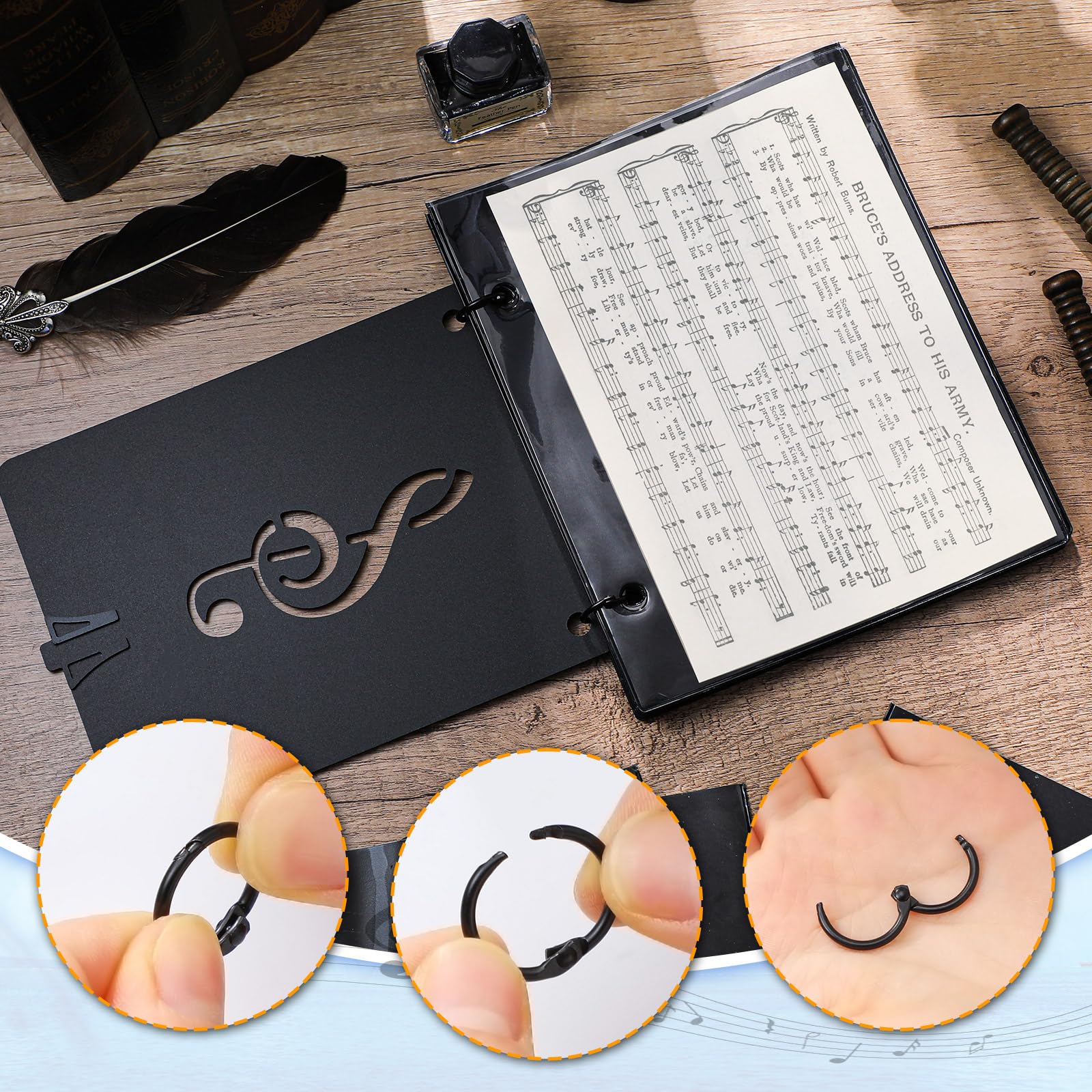 Feifeiya 2+20 Flip Folio Folder, Marching Band Music Flip Folder With 18 Windows Double Side 2 Holes Sheet Musical Page For Marc