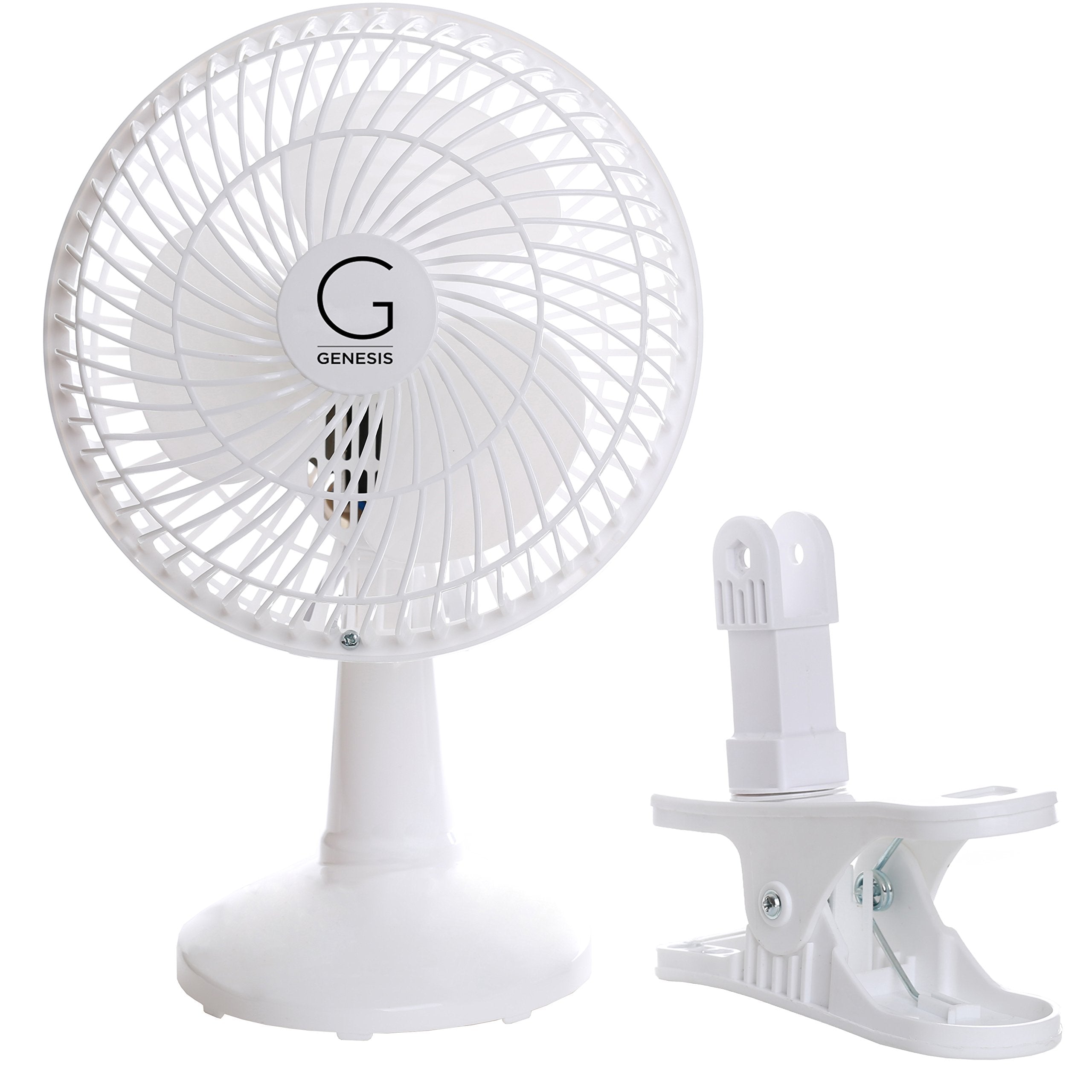 Genesis 6 Inch Clip Convertible Table Top & Clip Fan Two Quiet Speeds   Ideal For The Home, Office, Dorm, More Off White