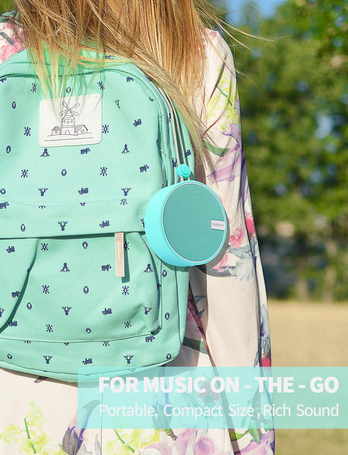 Insmy C12 Ipx7 Waterproof Shower Bluetooth Speaker, Portable Small Speaker, Speakers Bluetooth Wireless Loud Clear Sound Support Tf Card Suction Cup For Outdoor Kayak Canoe Beach Gift (Mint)