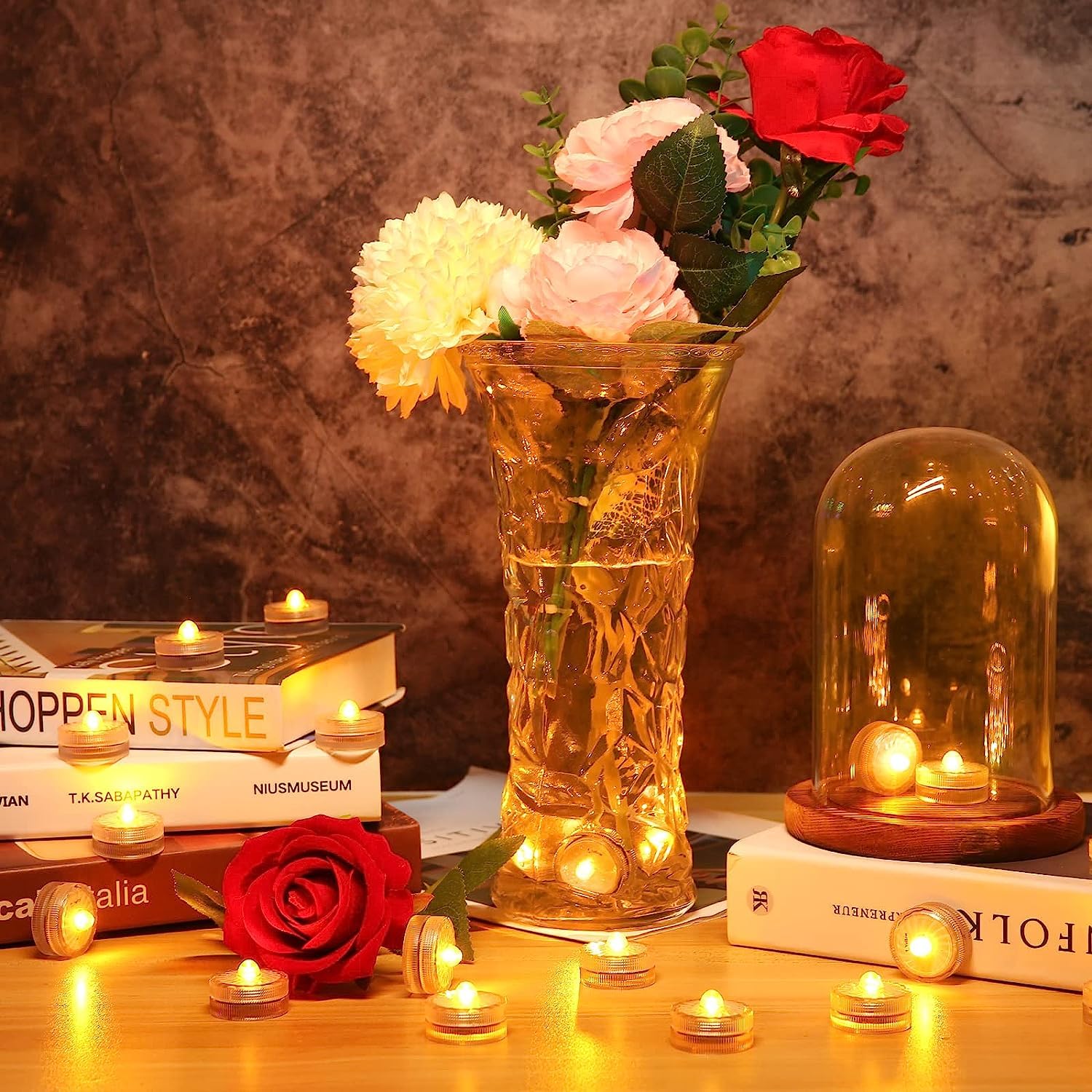 Hl Submersible Led Lights,Yellow Small Led Light,100 Hours Waterproof Flameless Led Lights Battery Powered For Wedding Home Vase