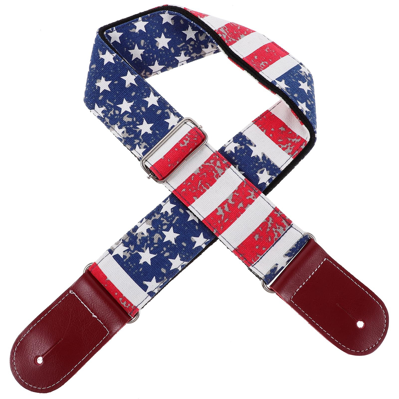 Guitar Strap  Adjustable Guitar Strap with American Flag Print, Comfortable Cotton Canvas Shoulder Belt for Bass and Electric G