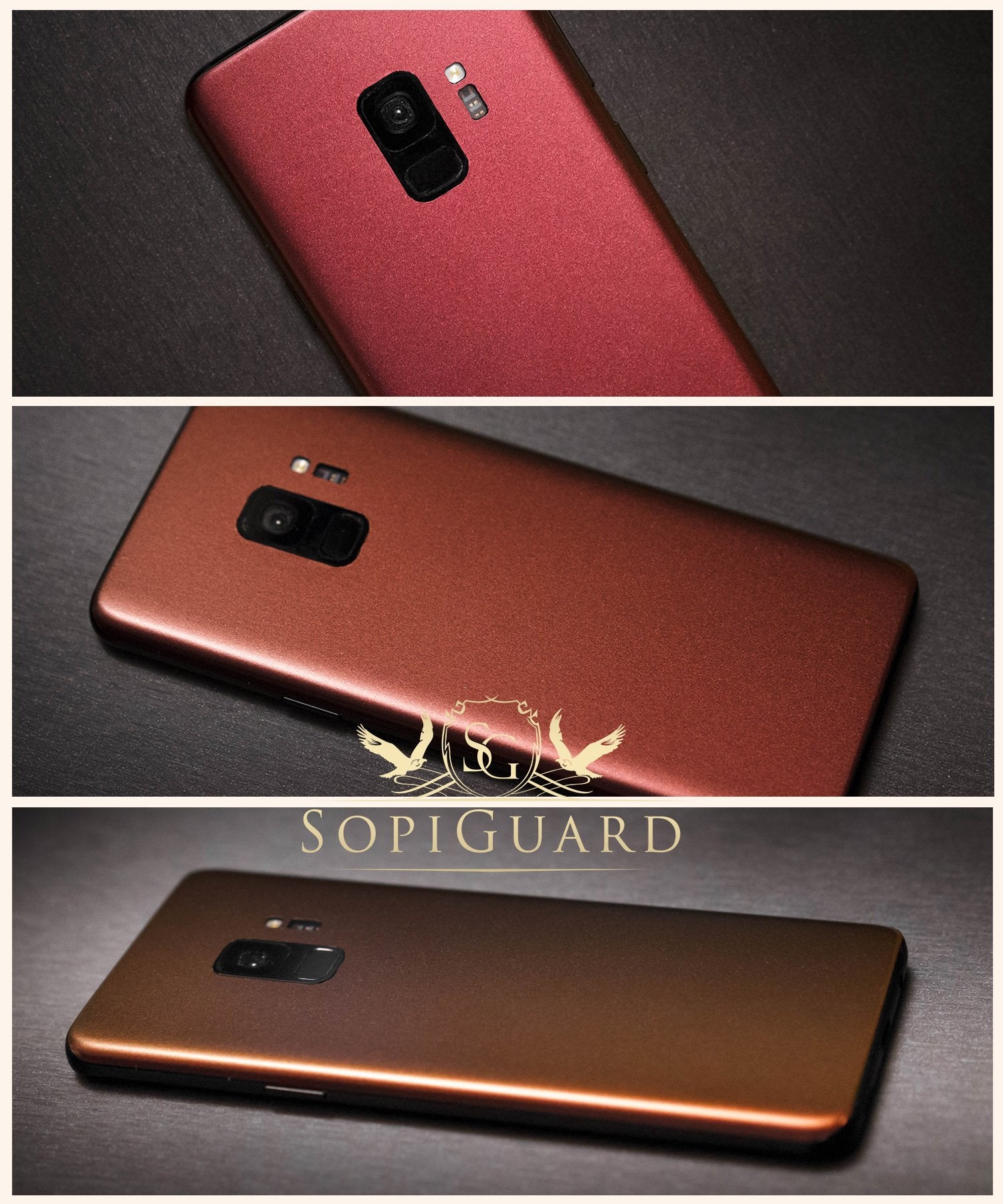 Sopiguard Sticker For Surface Duo Phone Edge To Edge Precision Vinyl Skin Wrap (Gloss Rising Sun Gold/Red)