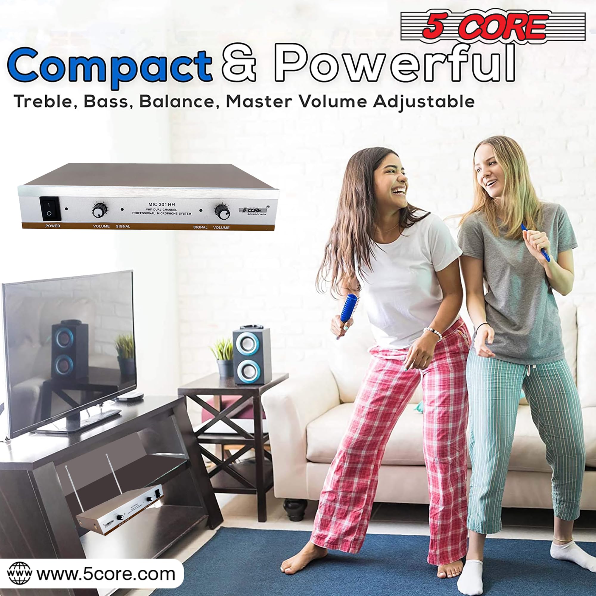 5 Core 2 Channel Wireless Microphones W 2 Headset Portable Mini Mic Headset Microfono Inalambricos With Receiver - Wm 301 Hh