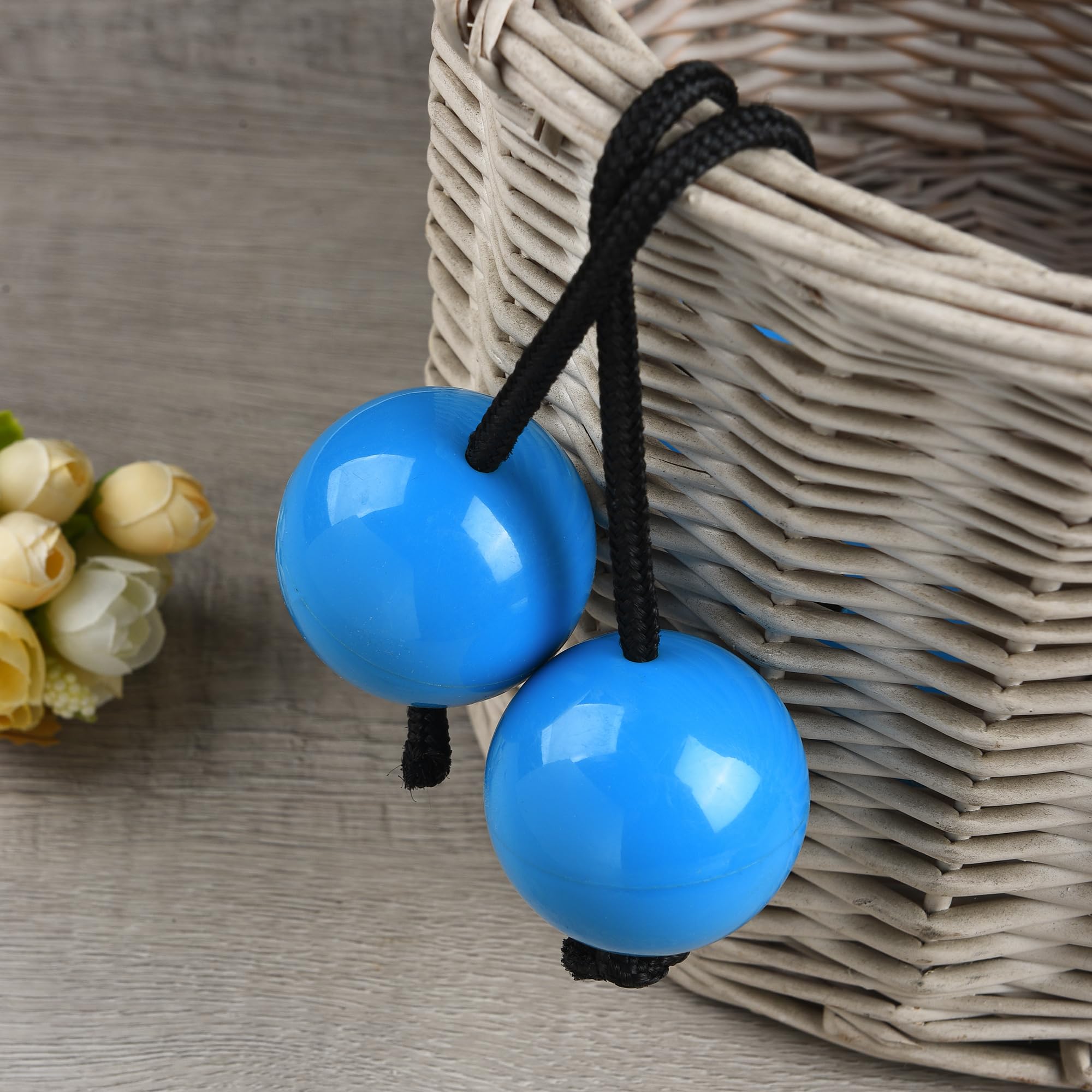 2Pcs Asalato Shakers, Kashaka Rhythmic Ball African Musical Instrument Aslatua Shakers, Blue