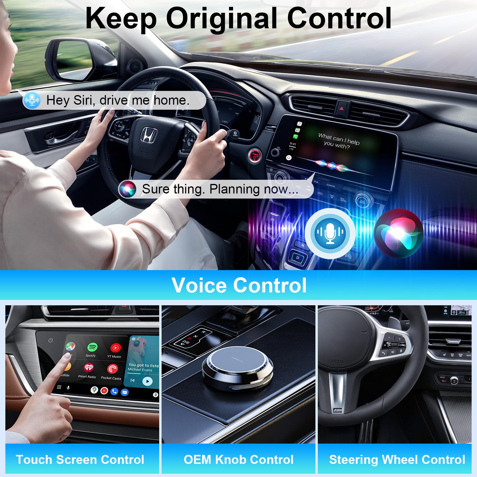 Mini Android Auto Wireless Adapter&Wireless Carplay Adapter Convert Factory Wired To Wireless Carplay Dongle, Usb Carplay Wirele