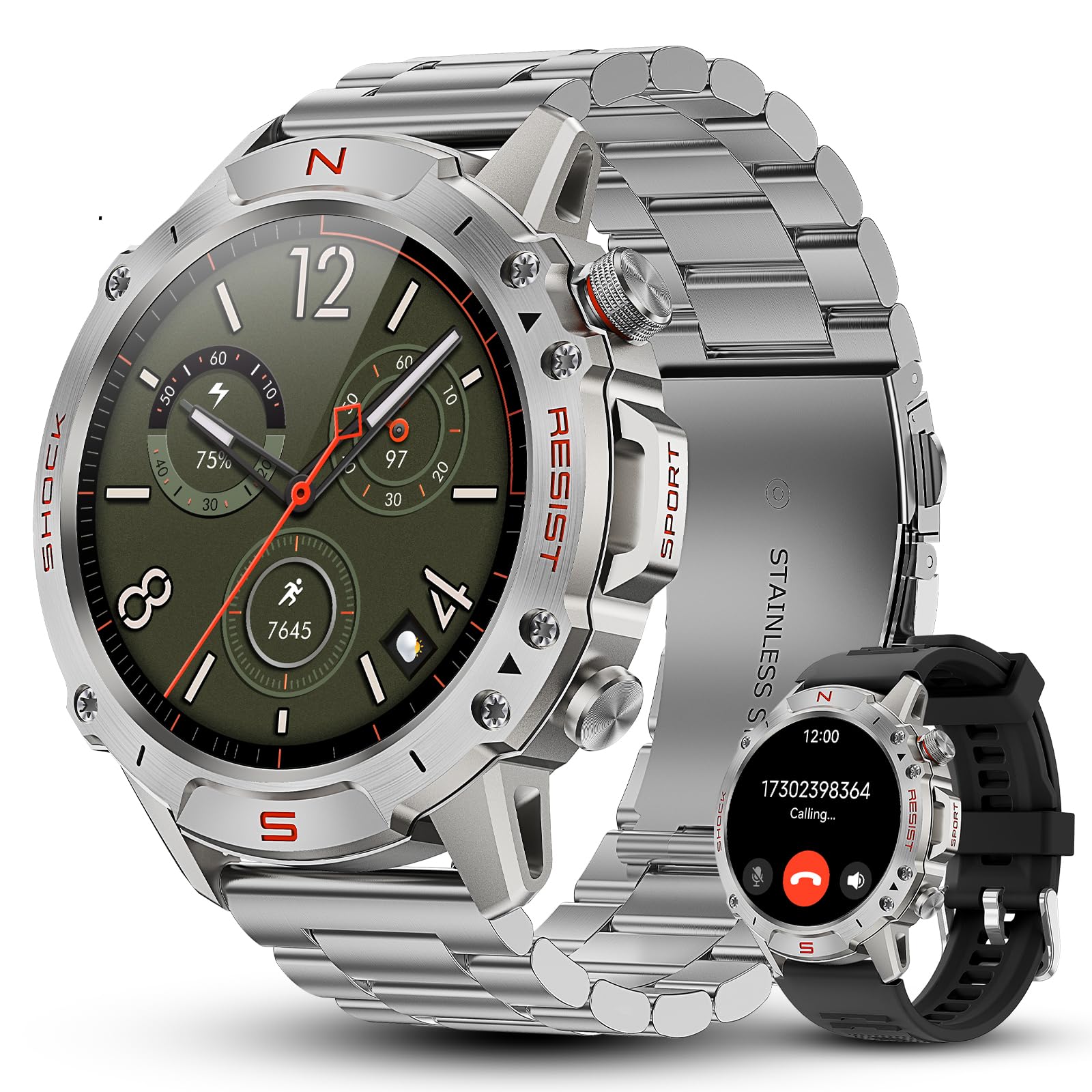 Walkerfit Military Rugged Smart Watch For Men 1.43 '' Amoled Smartwatch, Always-On, 3Atm Waterproof For Swim,Accurate Hr Sleep M