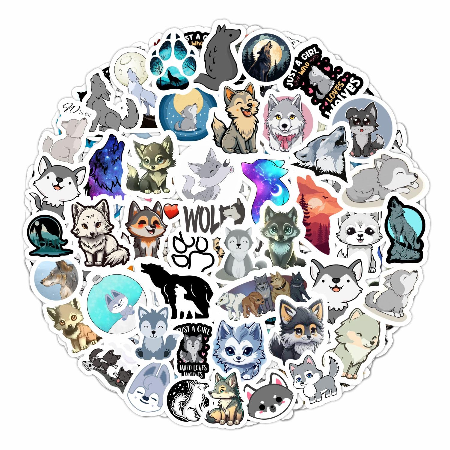 Cute Wolf Stickers For Water Bottle And Laptop   Wolf Party Favors & Decorations, Waterproof Vinyl Decals, Cute Animal And Wildl